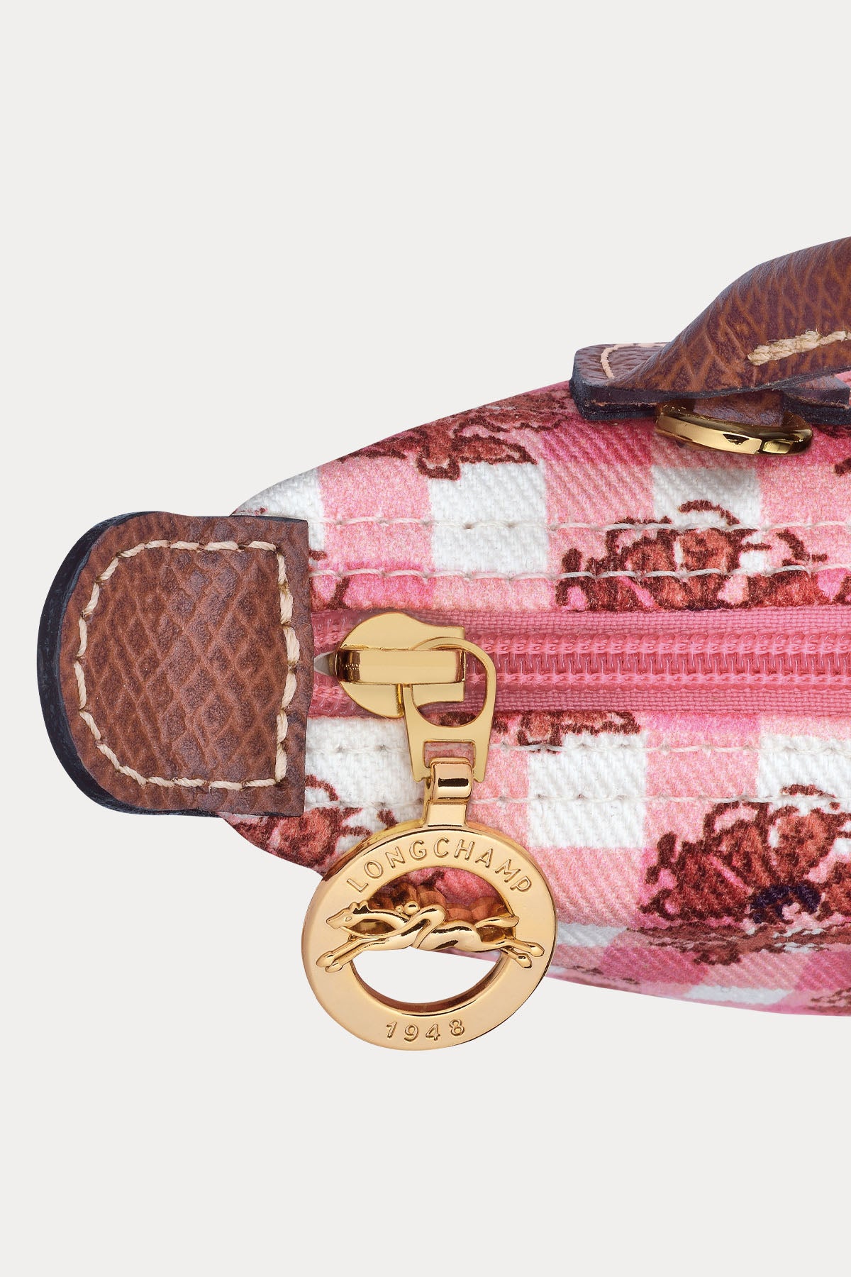 Longchamp Ekoseli Çiçek Desenli Mini Çanta