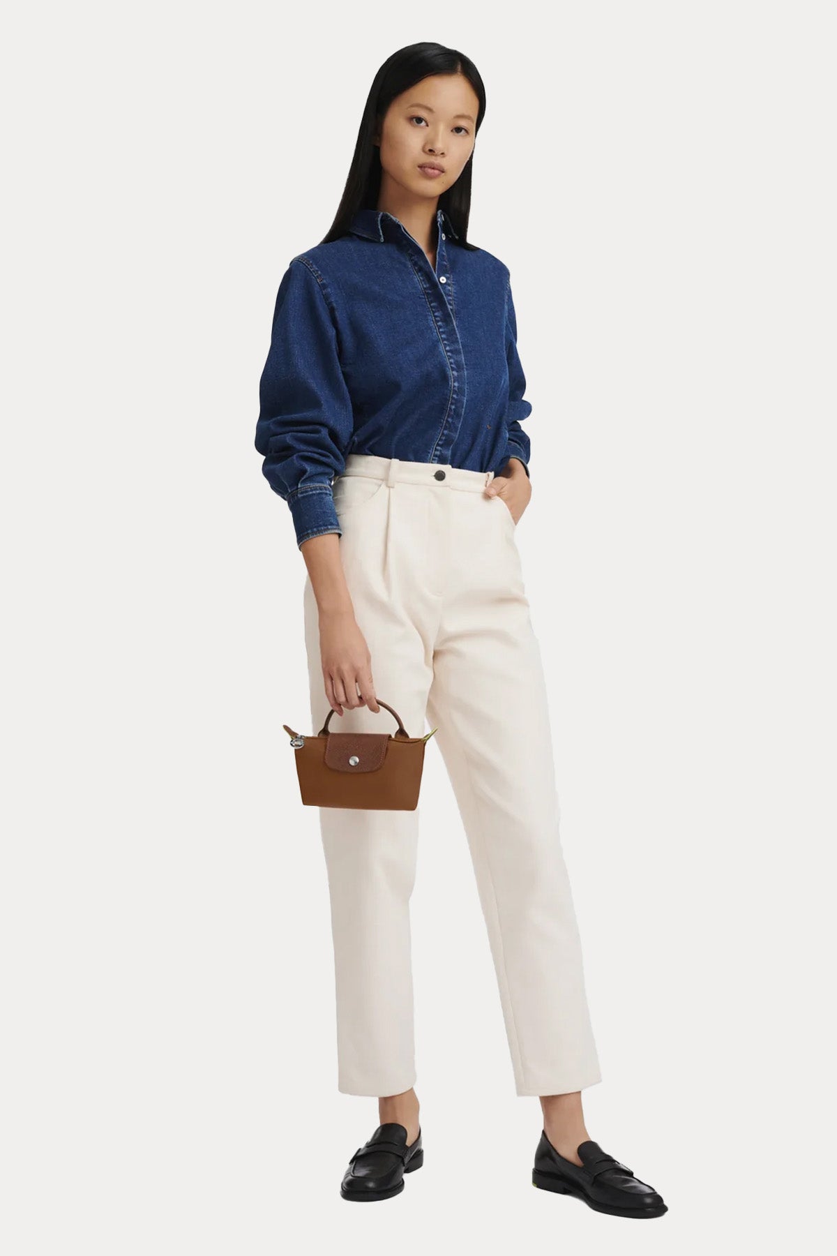 Longchamp Deri Detaylı Logolu El Çantası