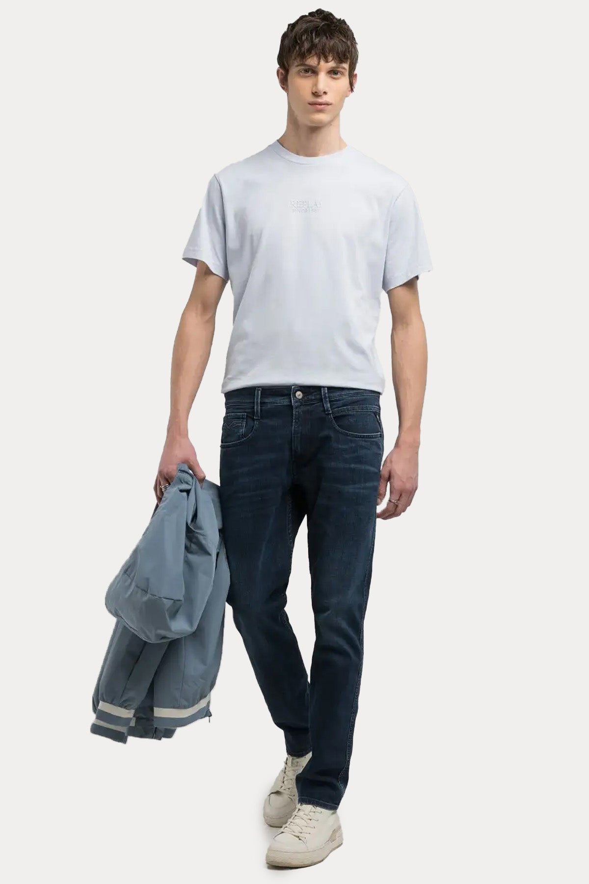 Replay Anbass 573 Eco Plus Slim Fit Yıkamalı Jeans