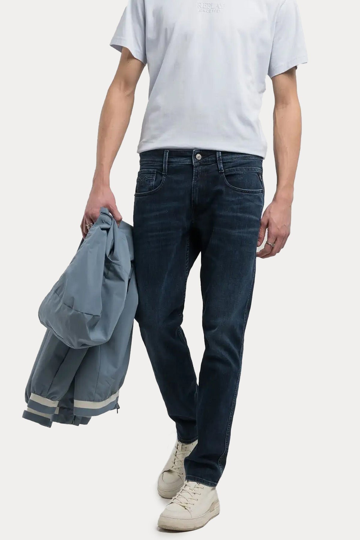 Replay Anbass 573 Eco Plus Slim Fit Yıkamalı Jeans