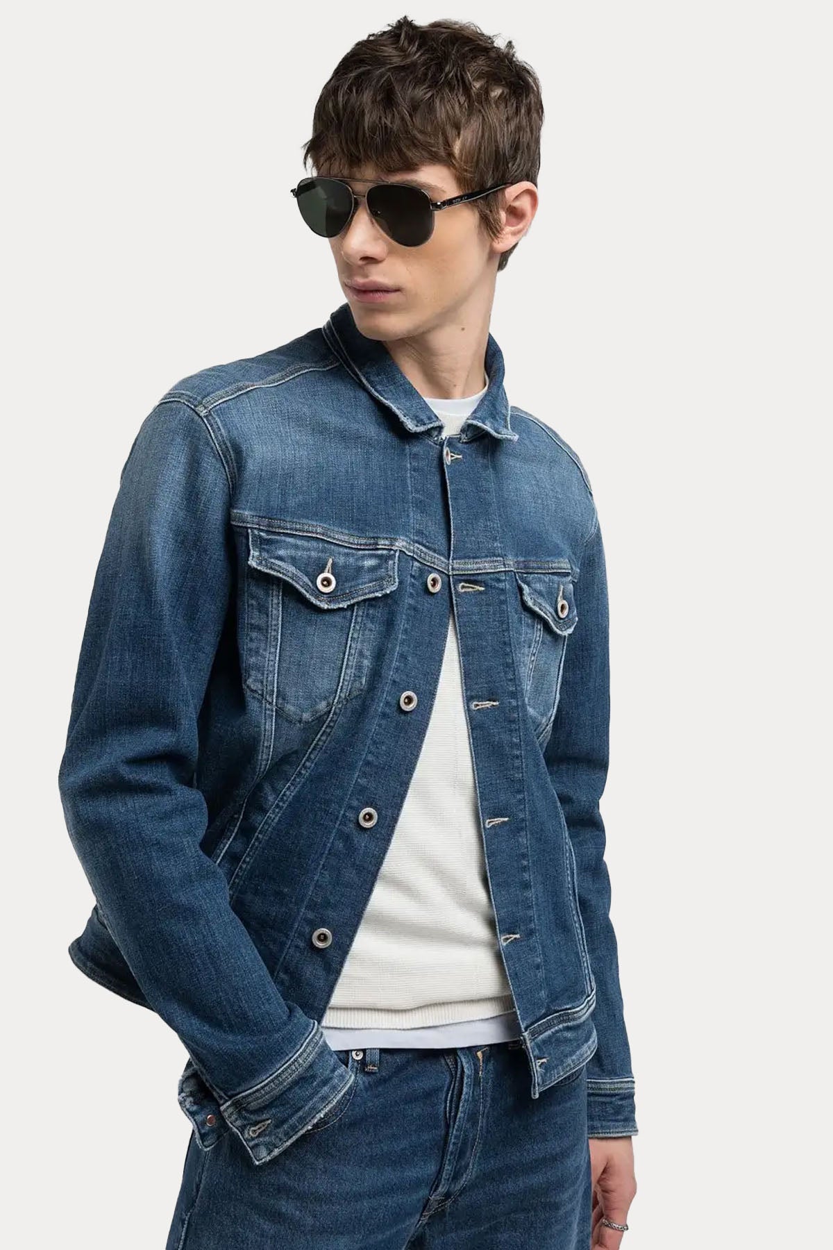 Replay Regular Fit Yıkamalı Streç Denim Ceket