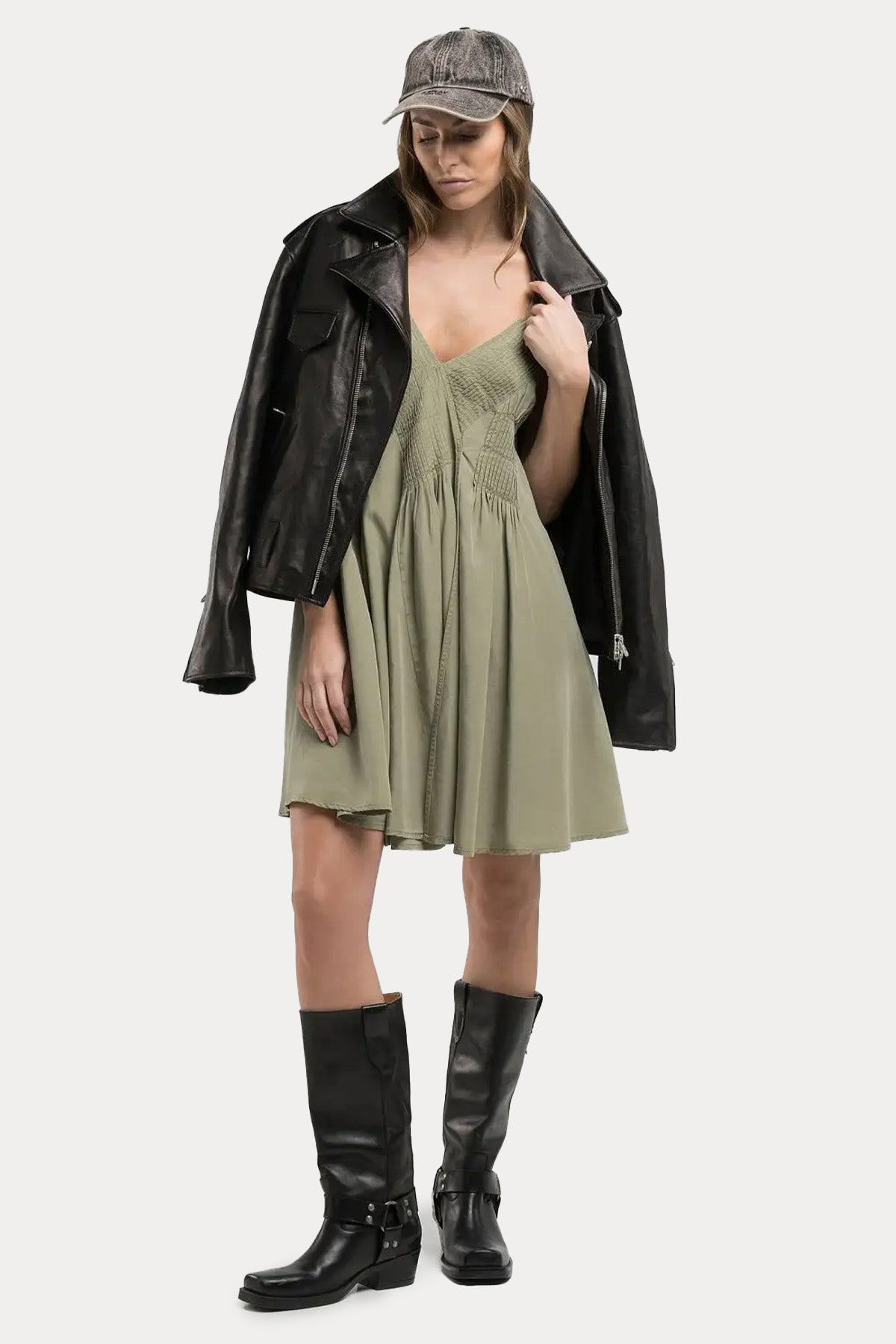 Replay Askılı Mini Keten Elbise