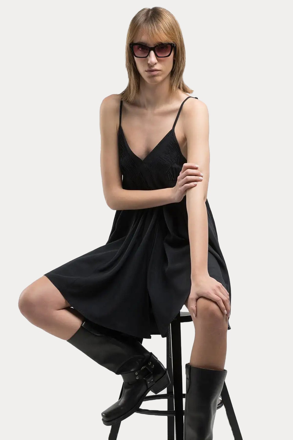 Replay Askılı Mini Keten Elbise