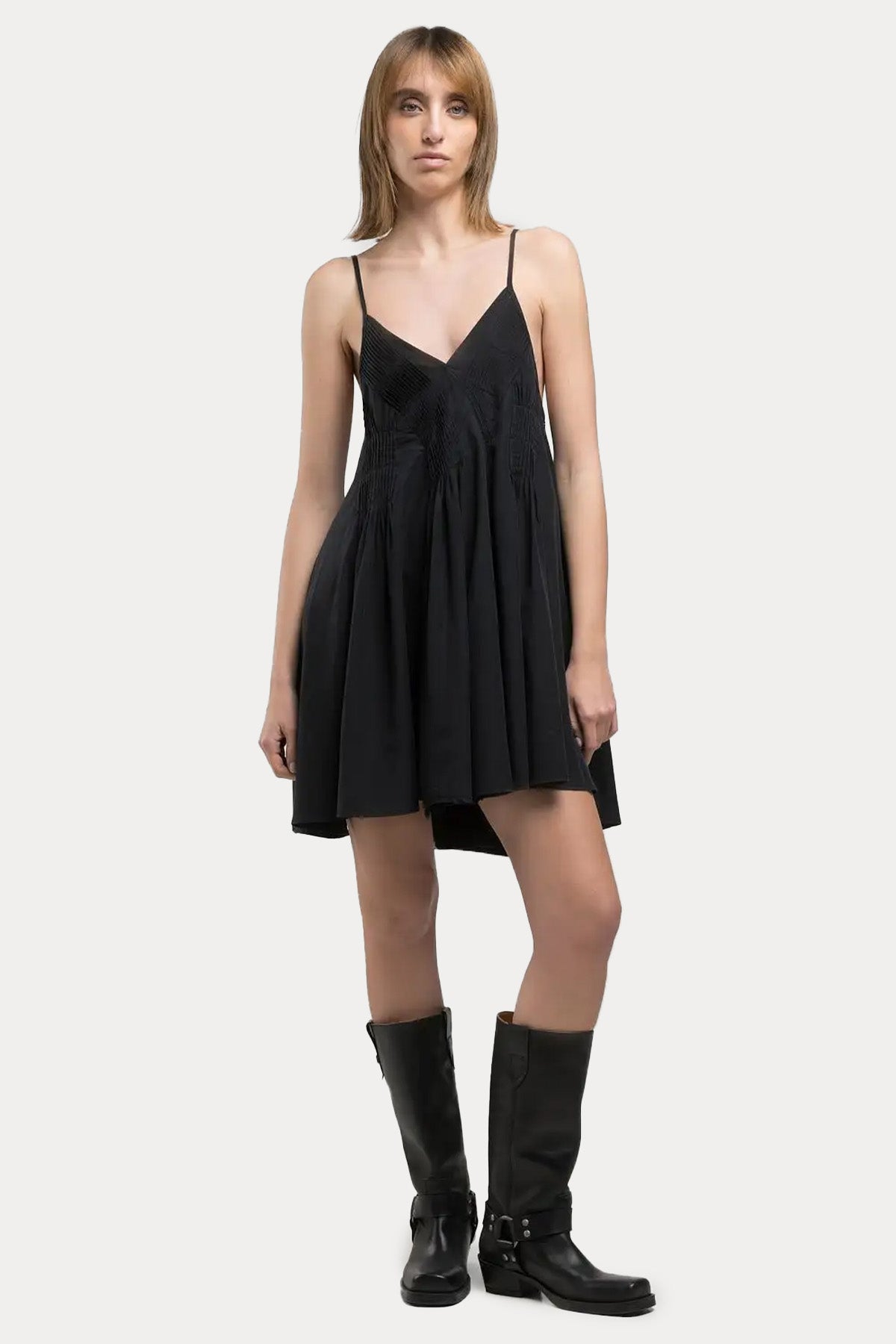 Replay Askılı Mini Keten Elbise