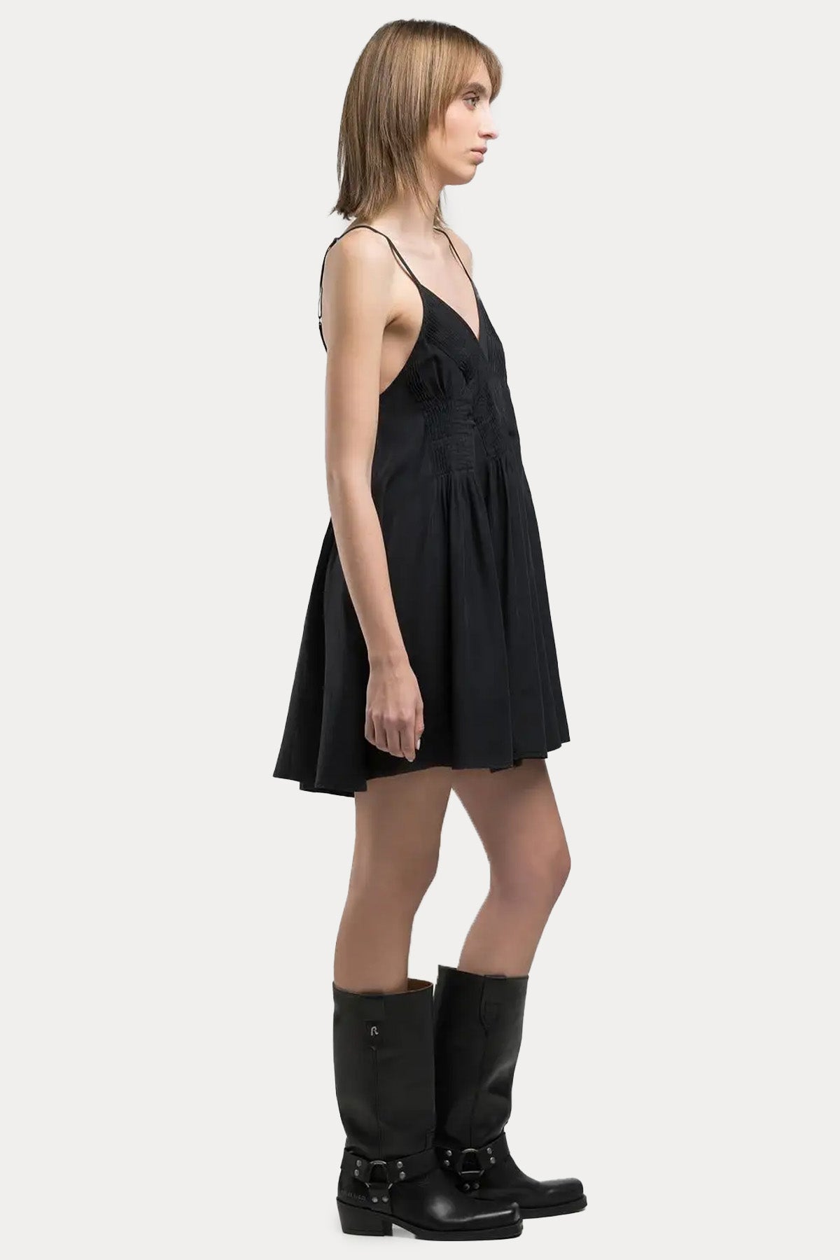 Replay Askılı Mini Keten Elbise