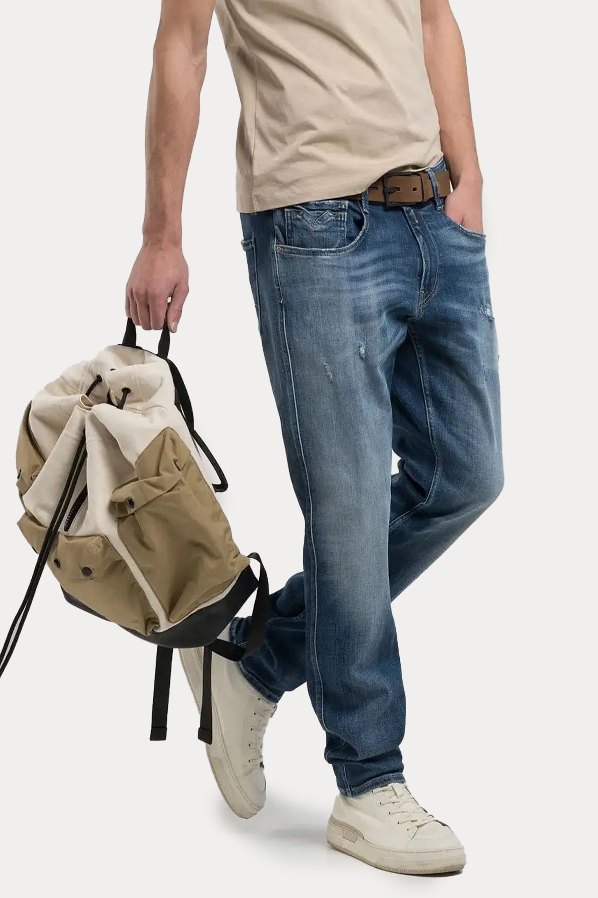 Replay Anbass Slim Fit Yıkamalı Streç Jeans