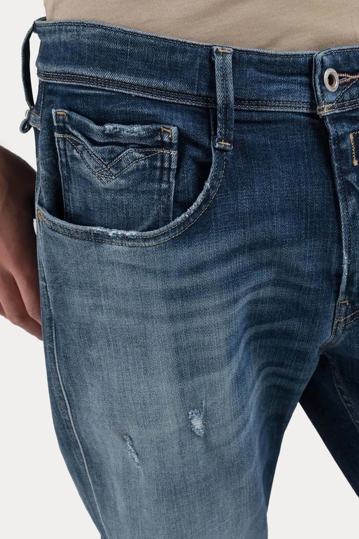Replay Anbass Slim Fit Yıkamalı Streç Jeans