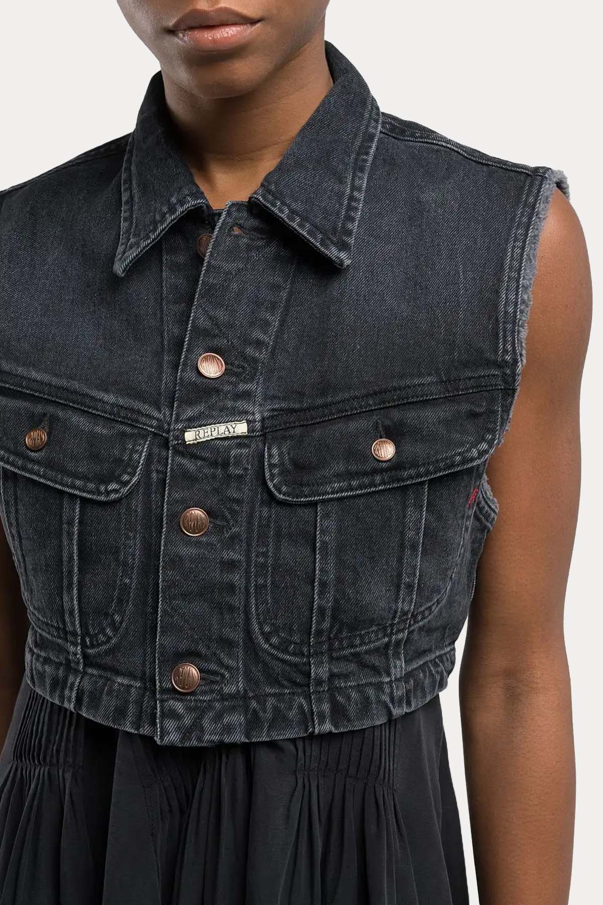 Replay Crop Denim Yelek-Yelek-Libas