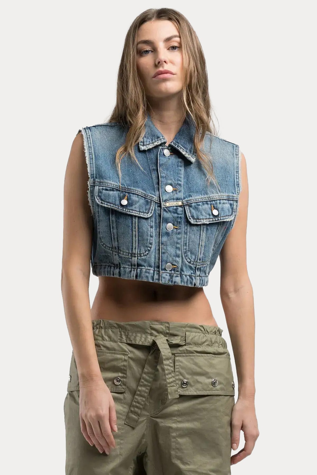 Replay Crop Denim Yelek