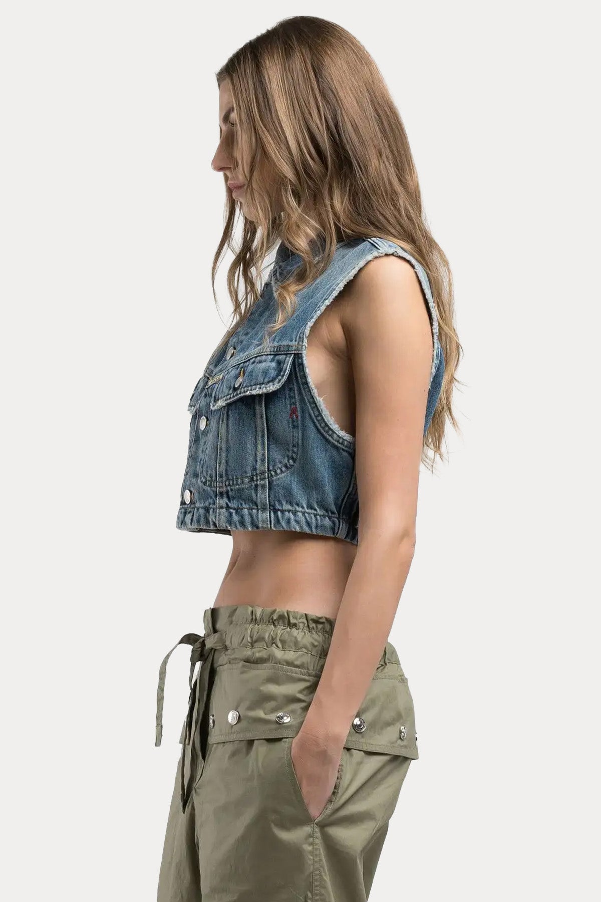 Replay Crop Denim Yelek-Yelek-Libas