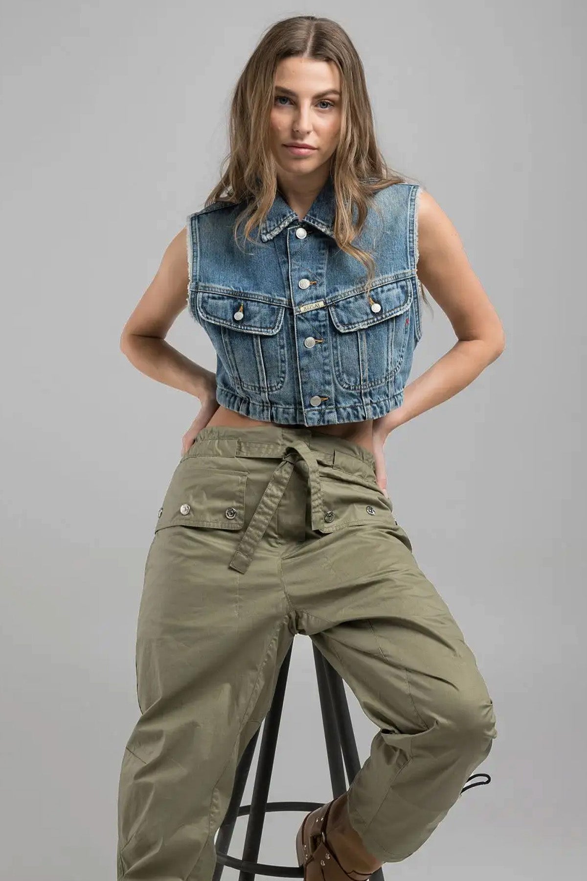 Replay Crop Denim Yelek