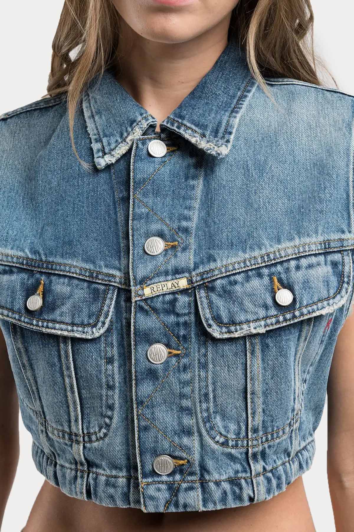 Replay Crop Denim Yelek-Yelek-Libas