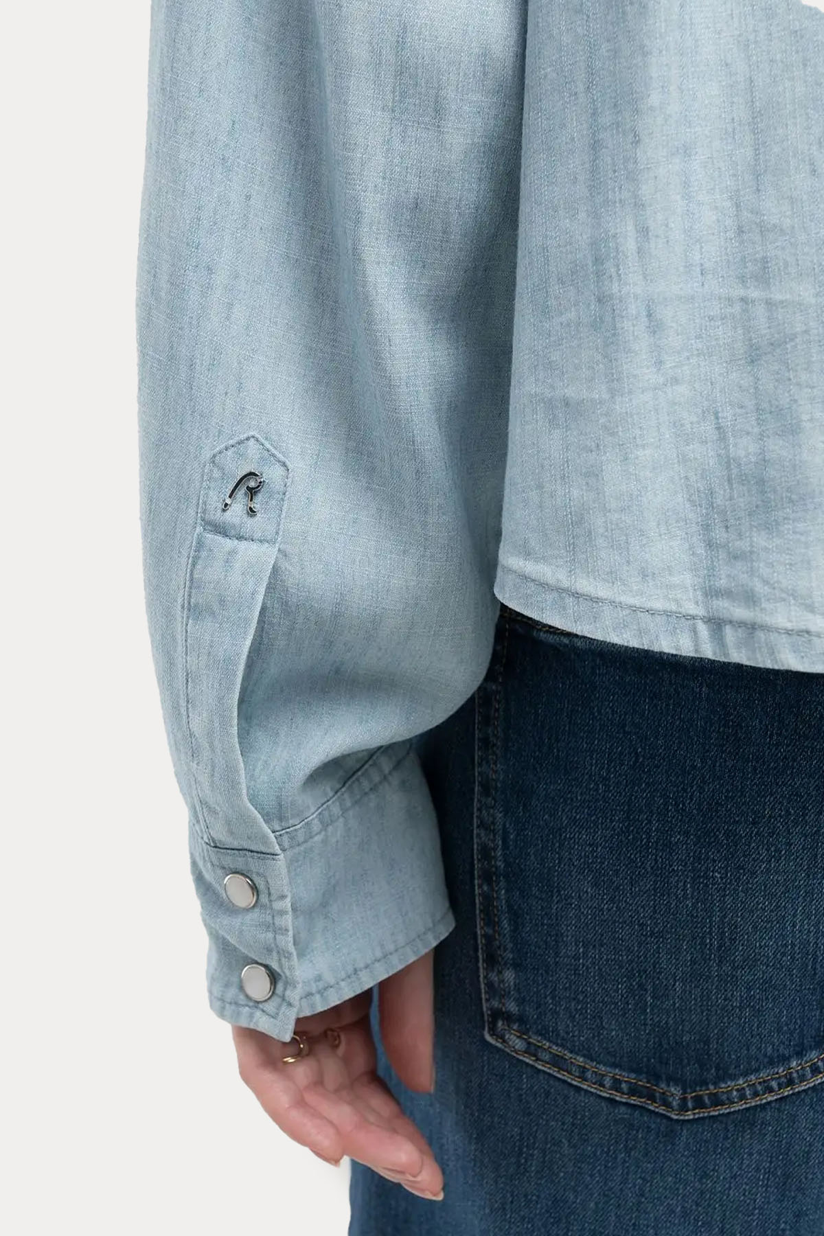 Replay Relaxed Fit Cep Detaylı Logolu Denim Gömlek-Gömlek-Libas