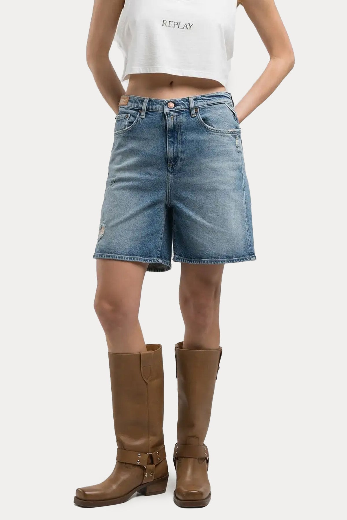 Replay Narja Relaxed Straight Fit Denim Şort