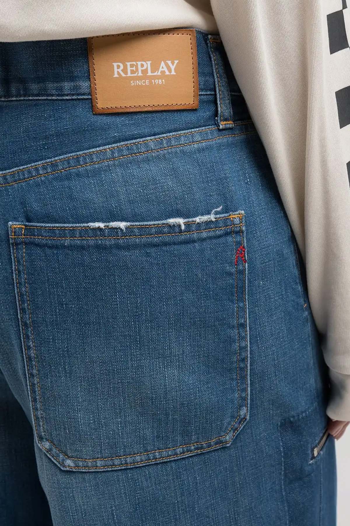 Replay Svanna Wide Leg Culotte Fit Kargo Cepli Geniş Crop Paça Jeans