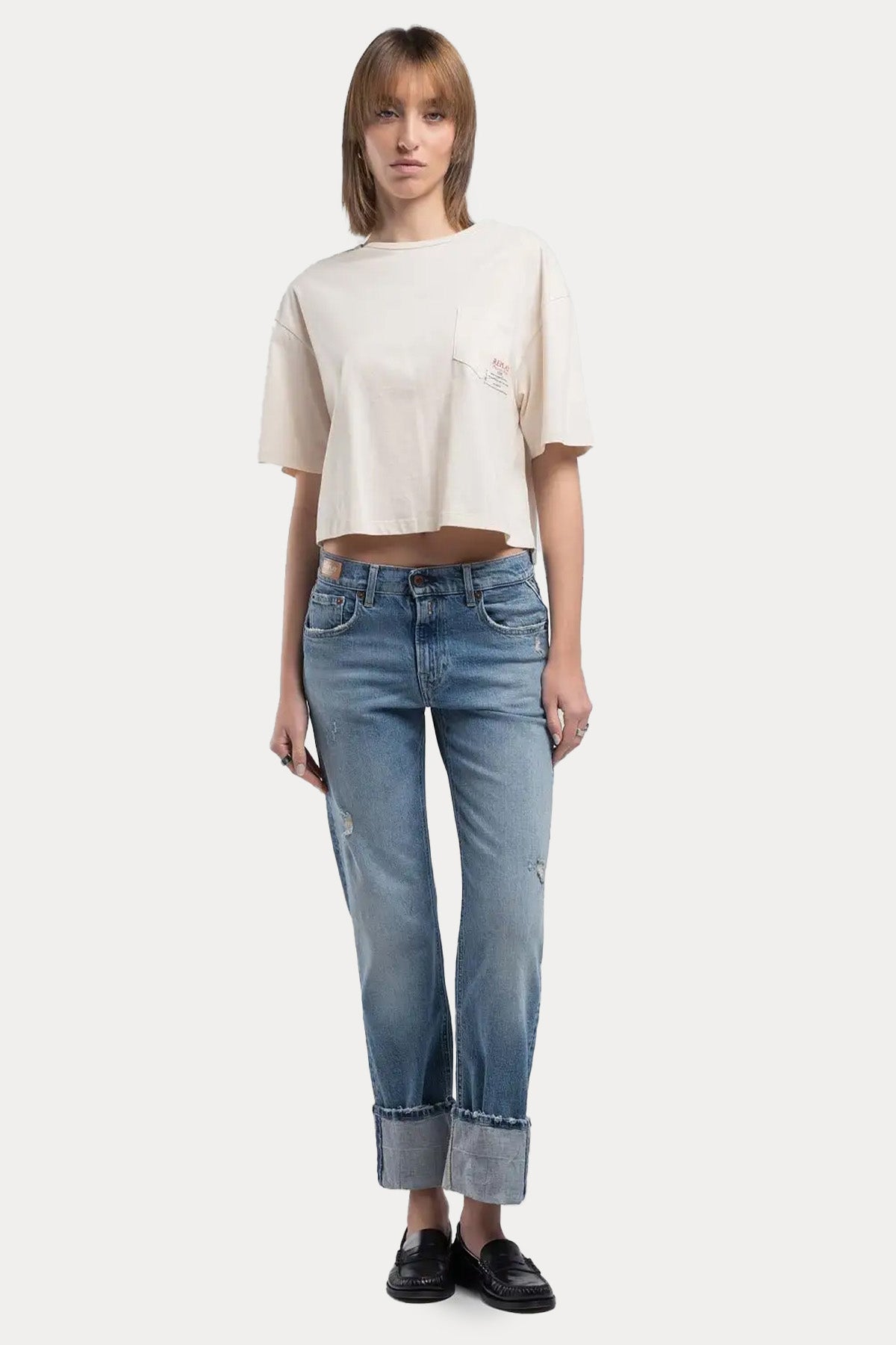 Replay Akeme Straight Low Waist Fit Jeans