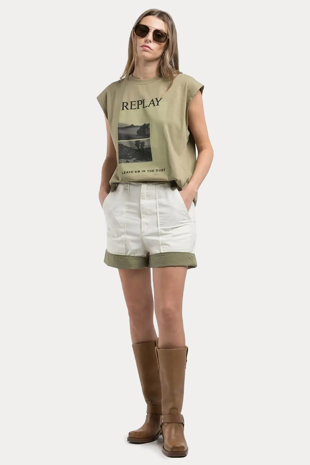 Replay Comfort Fit Yüksek Bel Yandan Cepli Şort