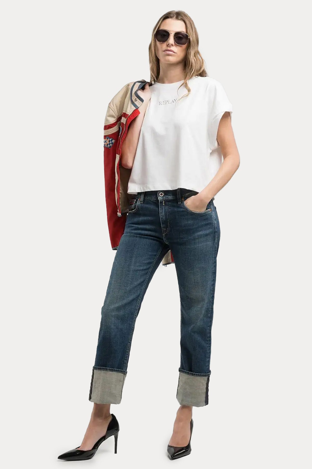 Replay Akeme Straight Low Waist Fit Jeans