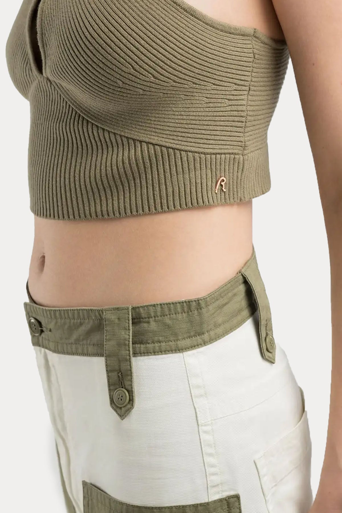 Replay Çapraz Askılı Slim Fit Streç Crop Bluz-Bluz-Libas