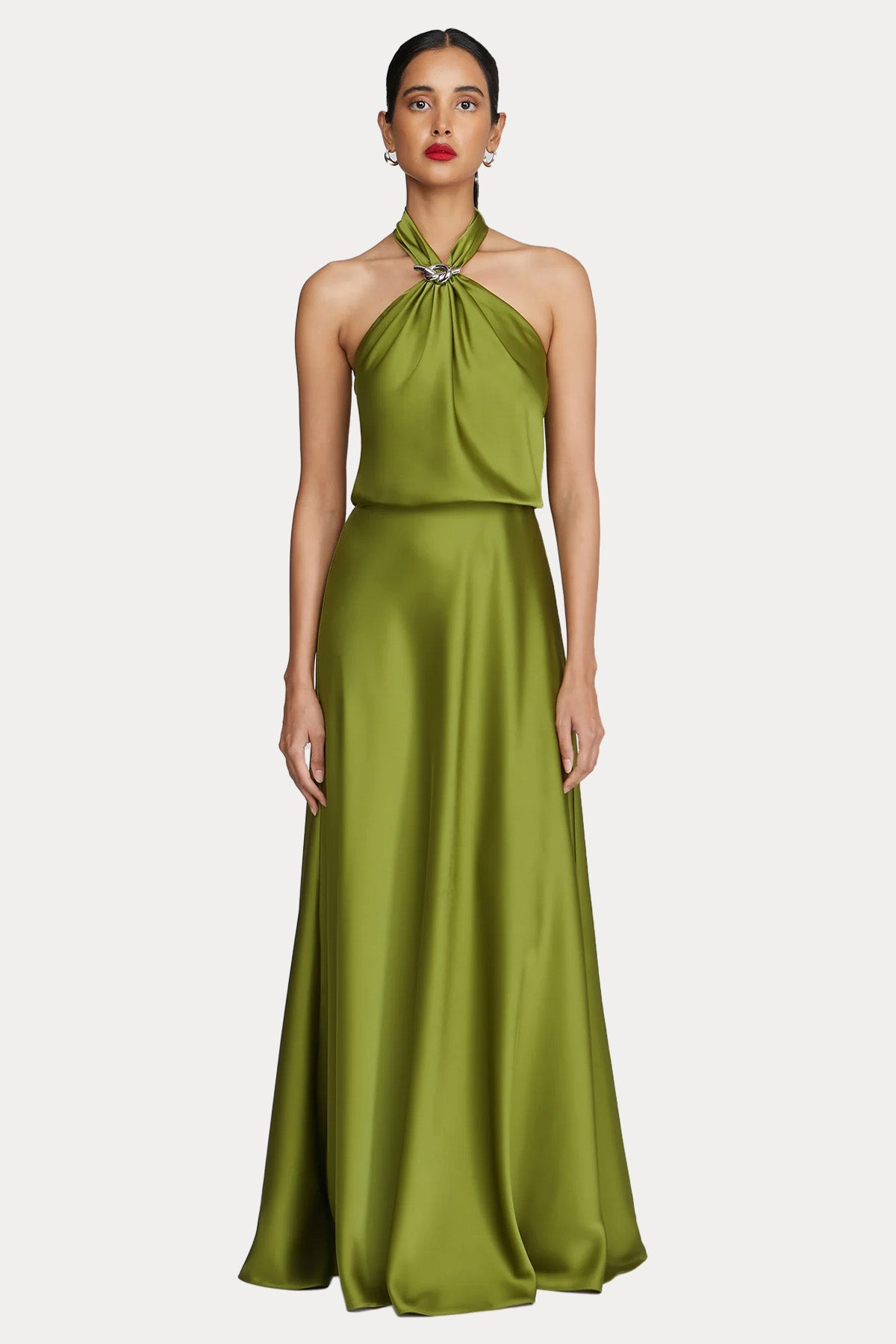 Halston Boyundan Bağlamalı Maxi Abiye Elbise
