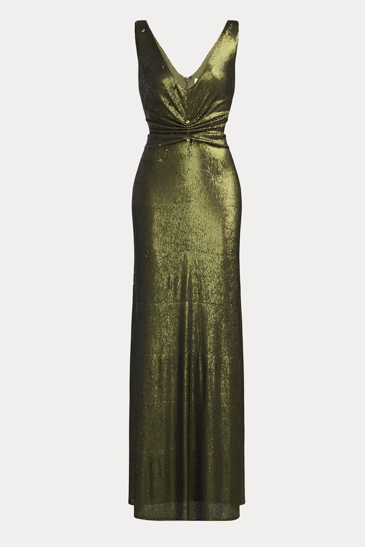 Halston Payetli Maxi Abiye Elbise