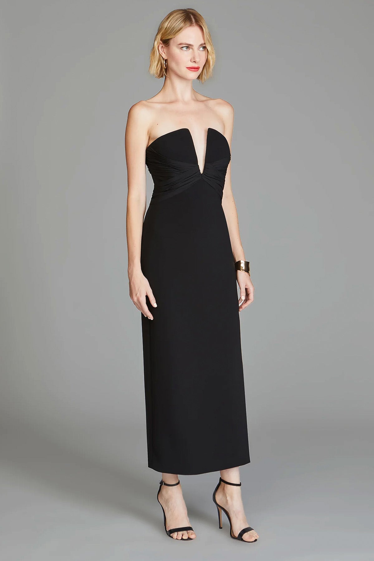 Halston Straplez Yaka Mini Abiye Elbise