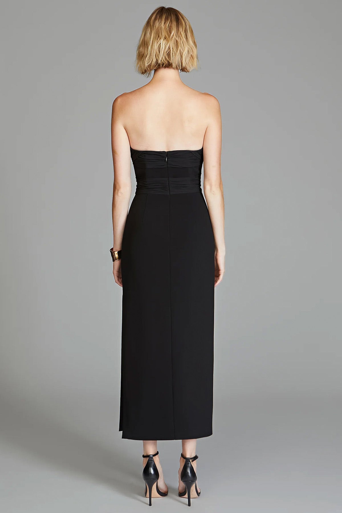 Halston Straplez Yaka Mini Abiye Elbise