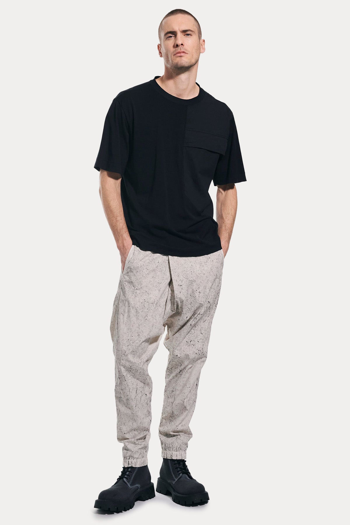 Transit Geniş Kesim Spor Cepli Yuvarlak Yaka T-shirt