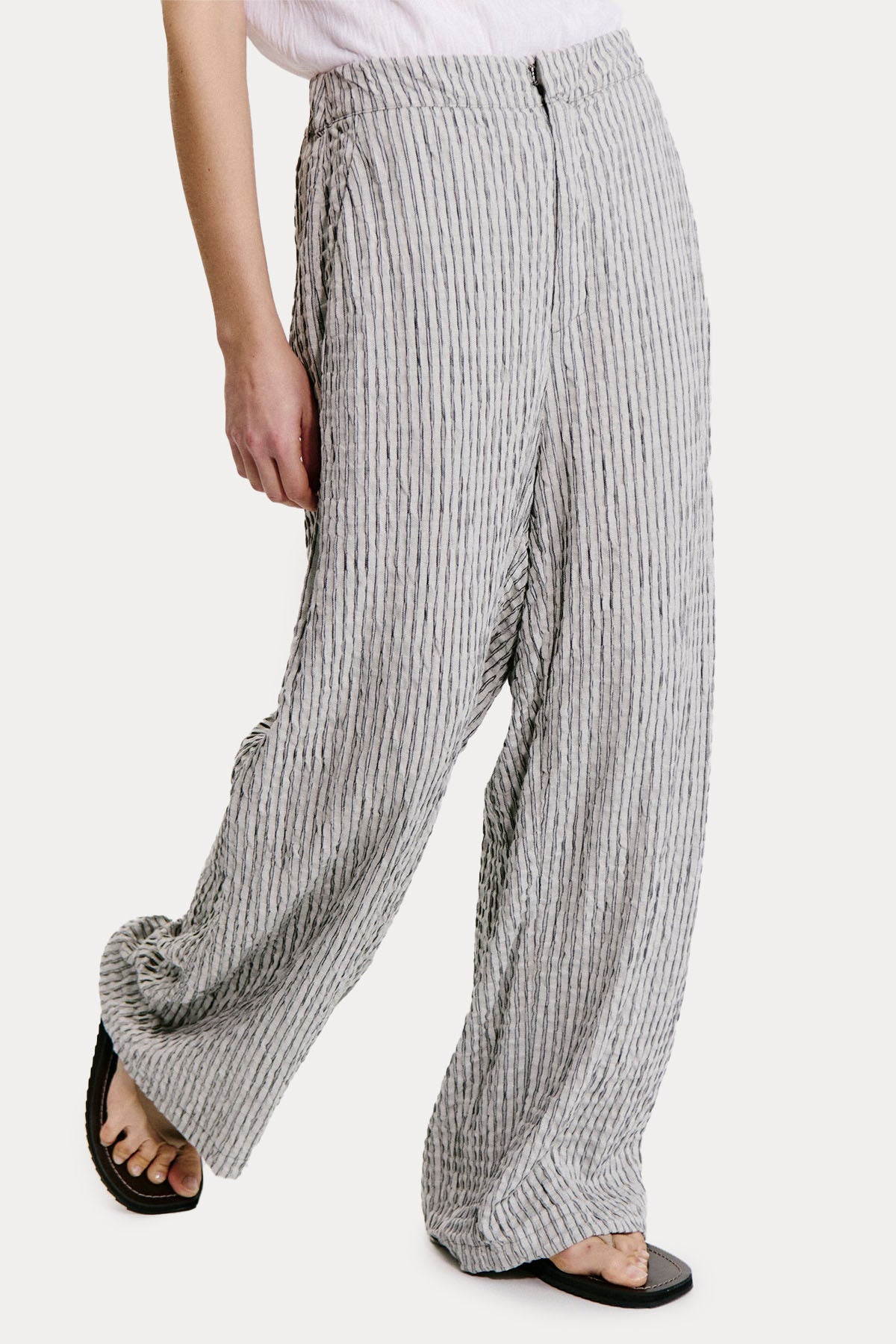 Transit Geniş Kesim Gofre Kumaş Yandan Cepli Pantolon