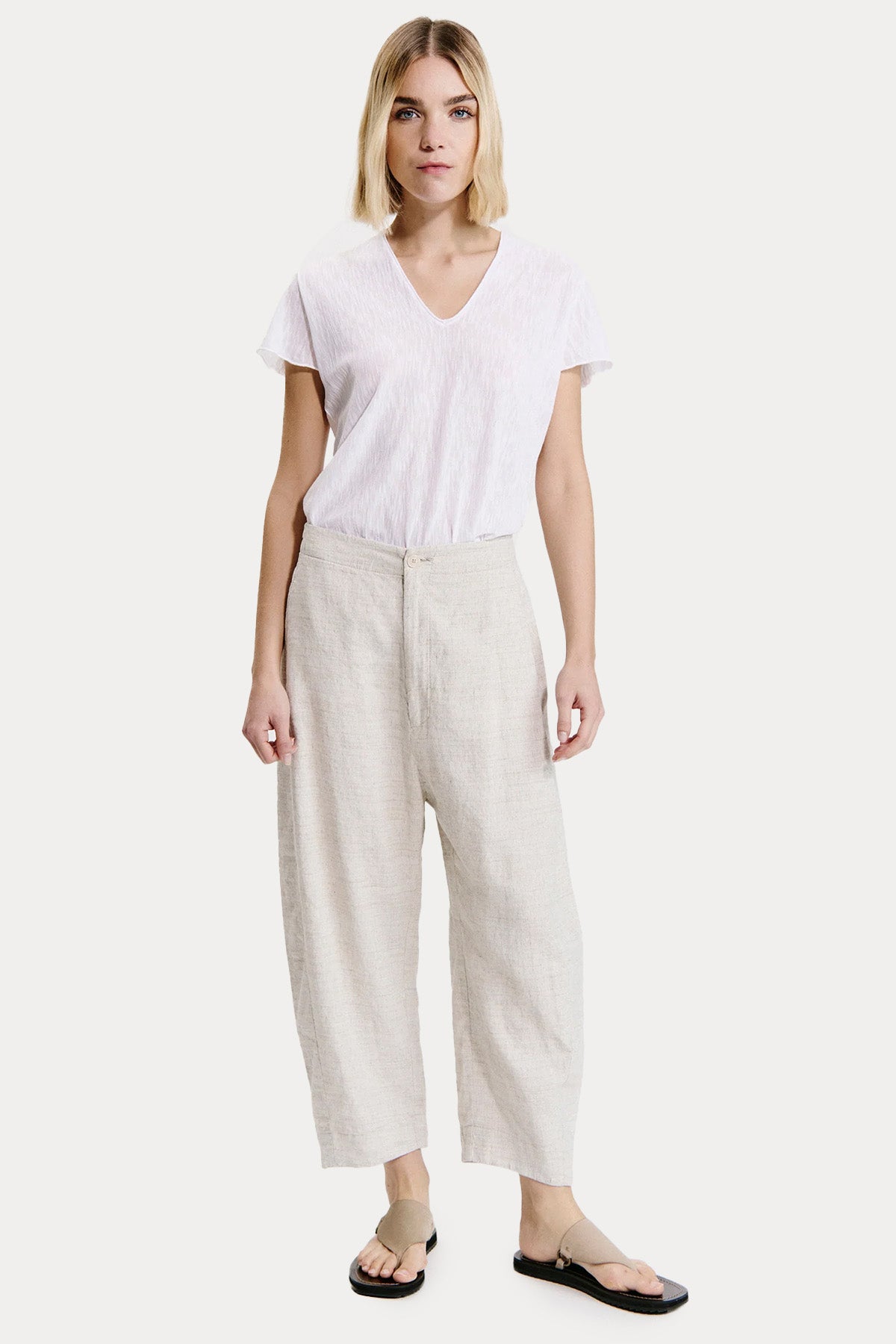 Transit Comfort Fit Yandan Cepli Keten Pantolon