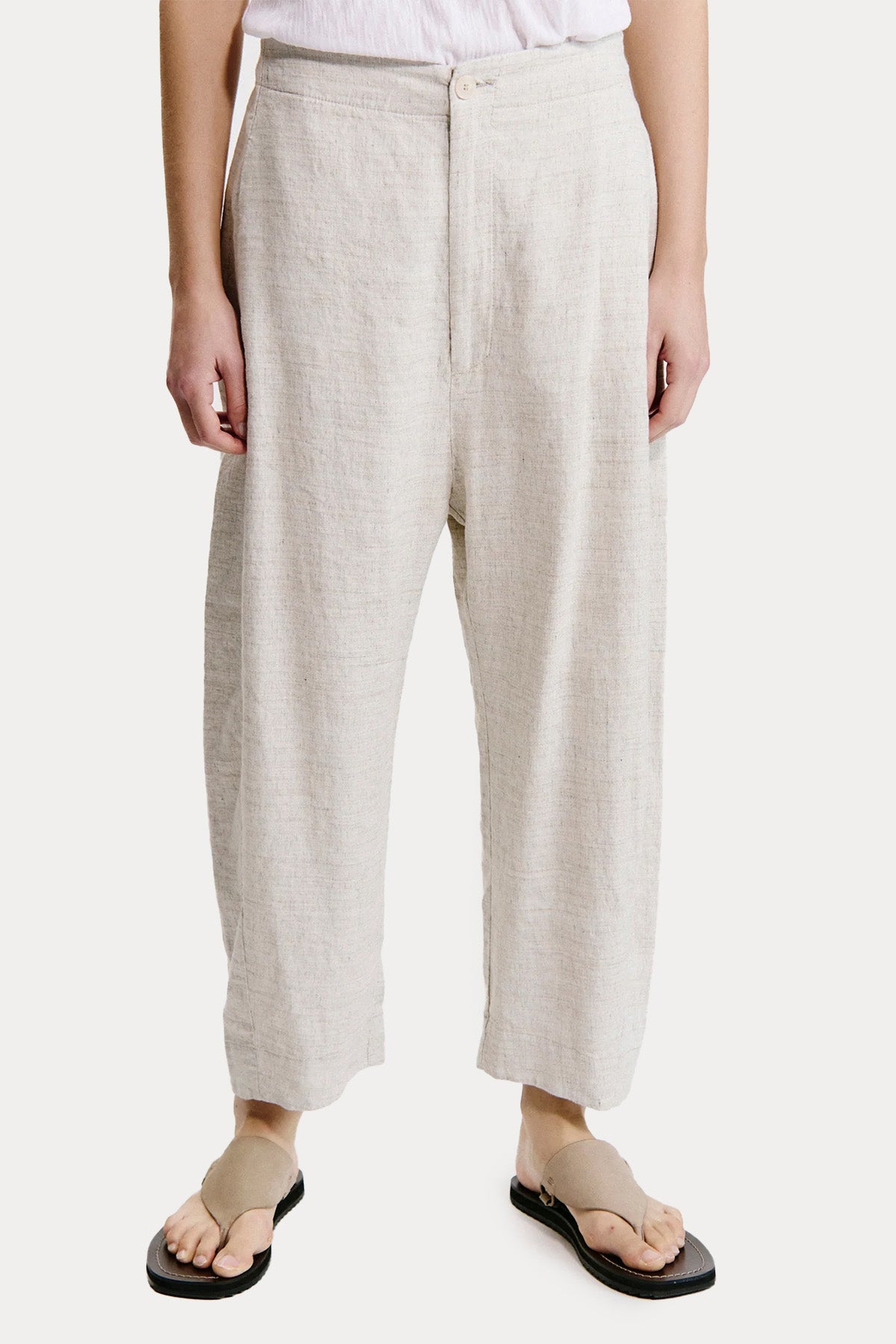 Transit Comfort Fit Yandan Cepli Keten Pantolon