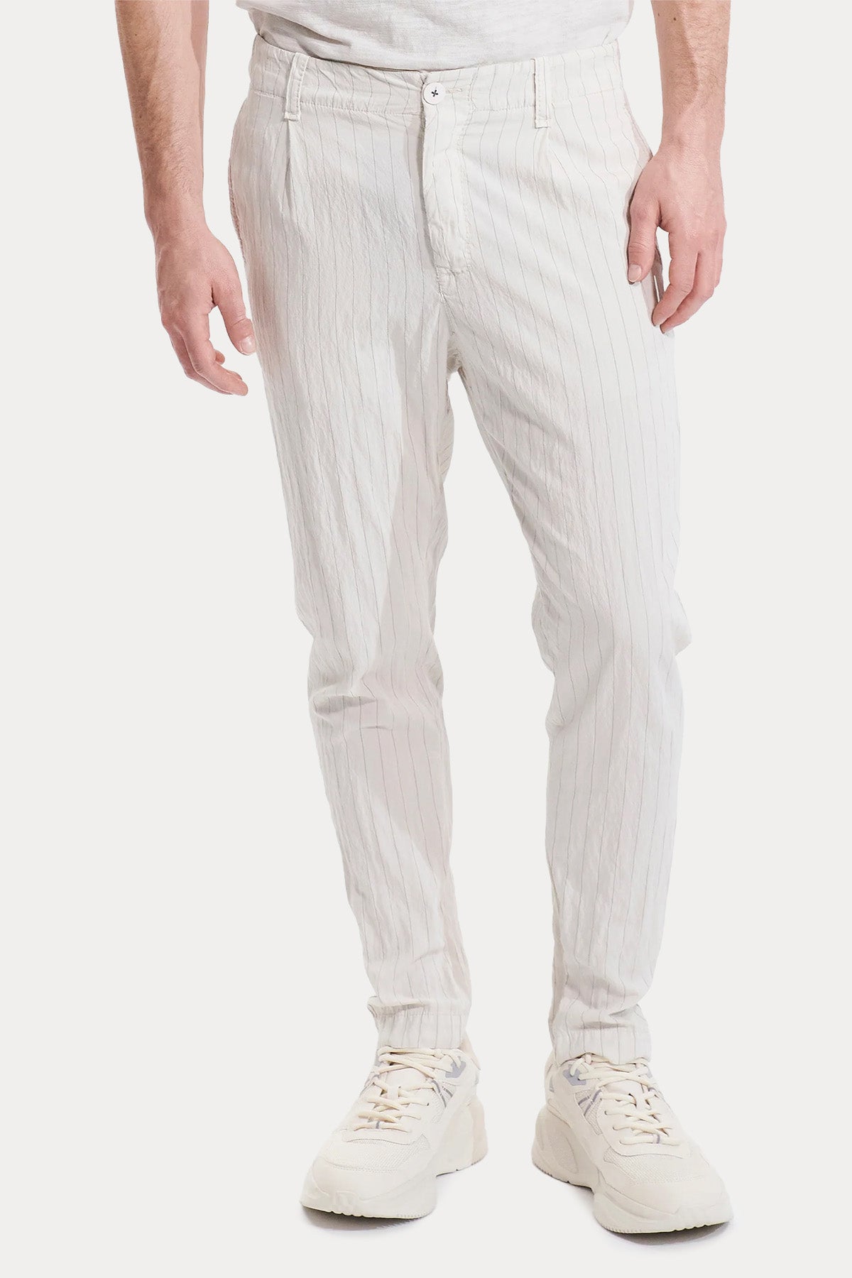 Transit Slim Fit Çizgili Yandan Cepli Pantolon