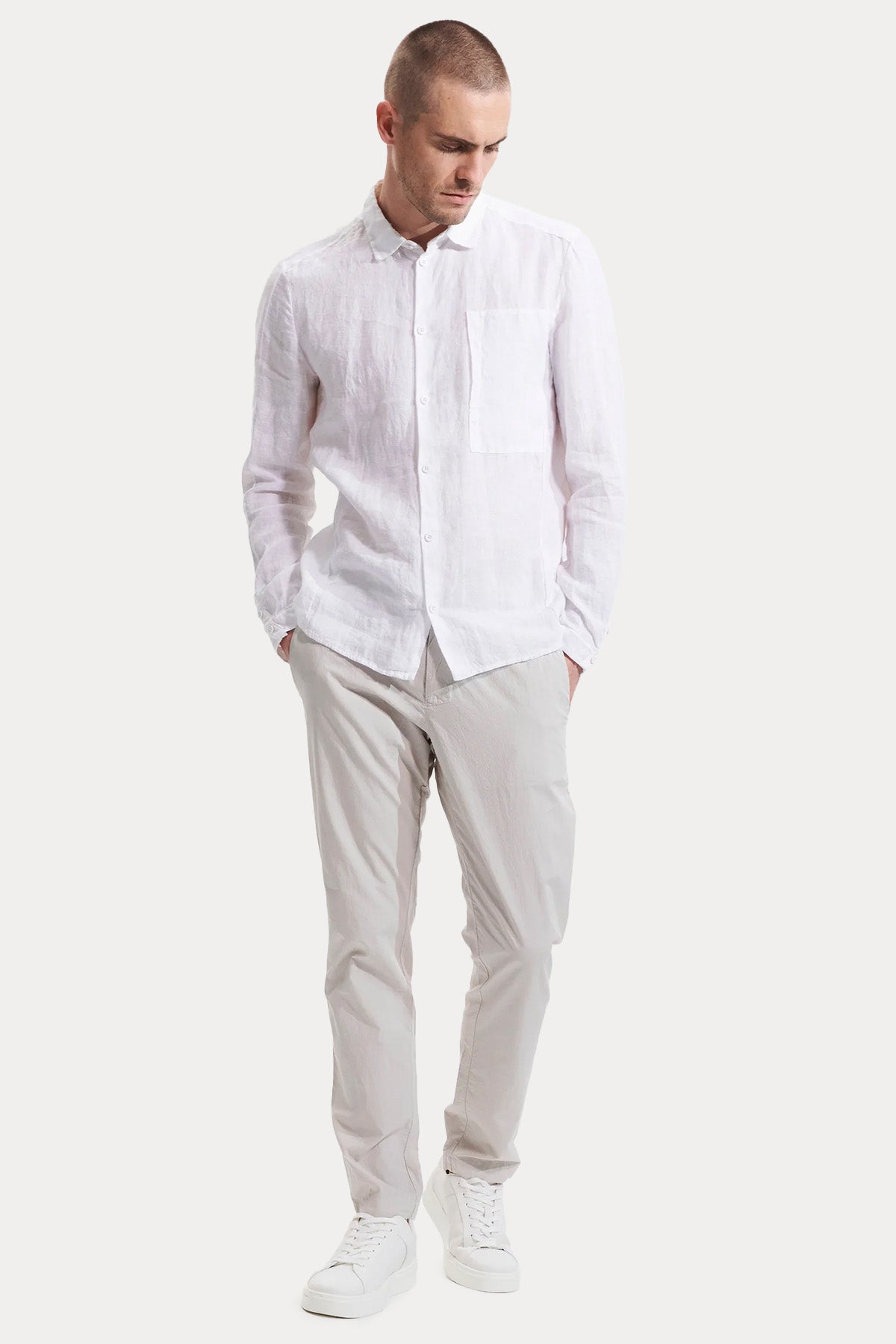 Transit Relaxed Fit Cep Detaylı Keten Gömlek