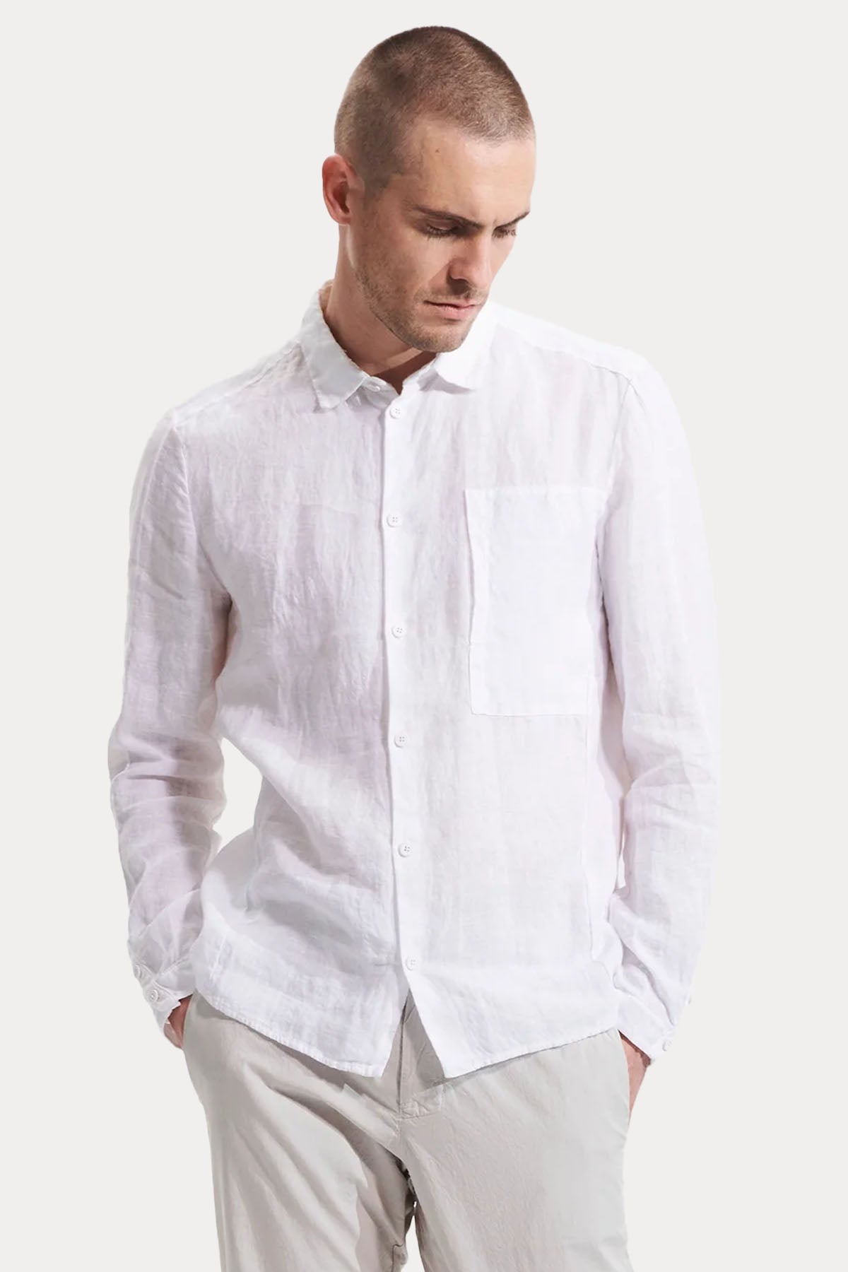 Transit Relaxed Fit Cep Detaylı Keten Gömlek