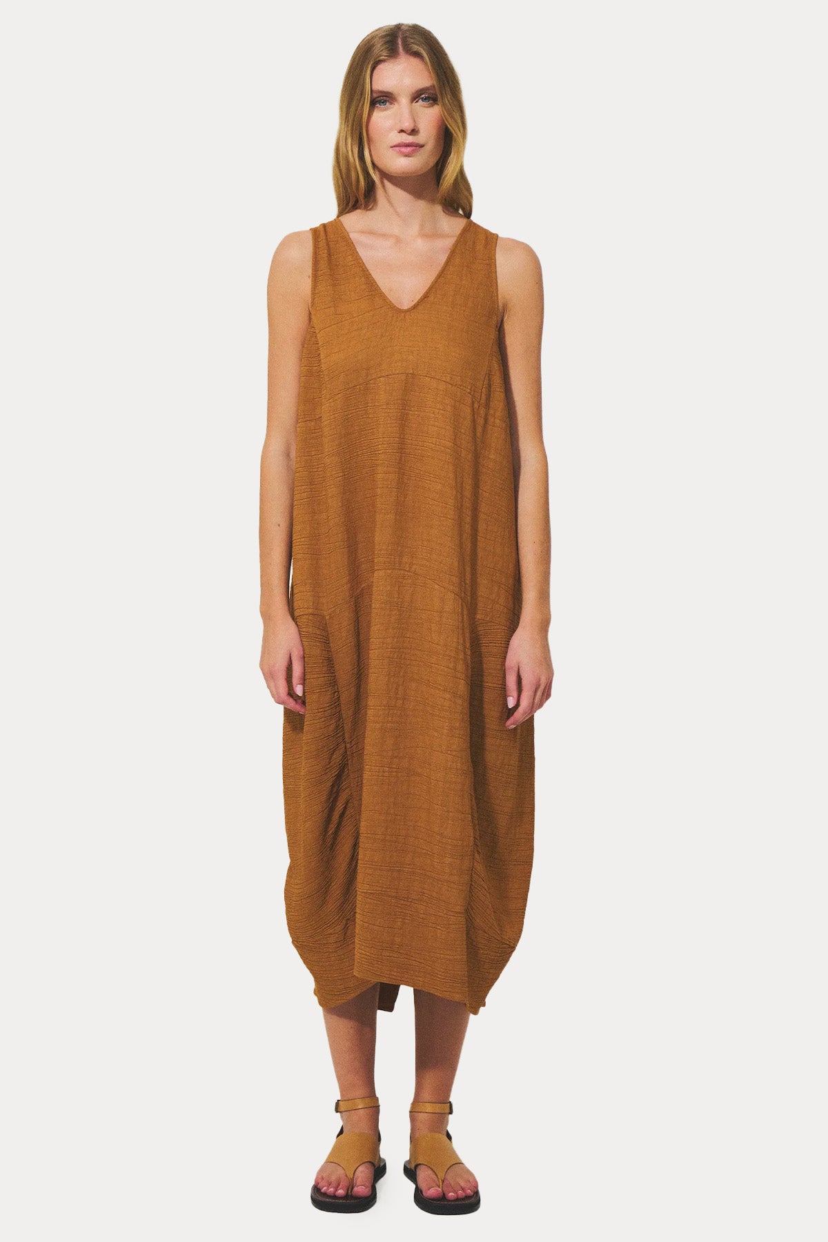 Transit Comfort Fit V Yaka Midi Elbise