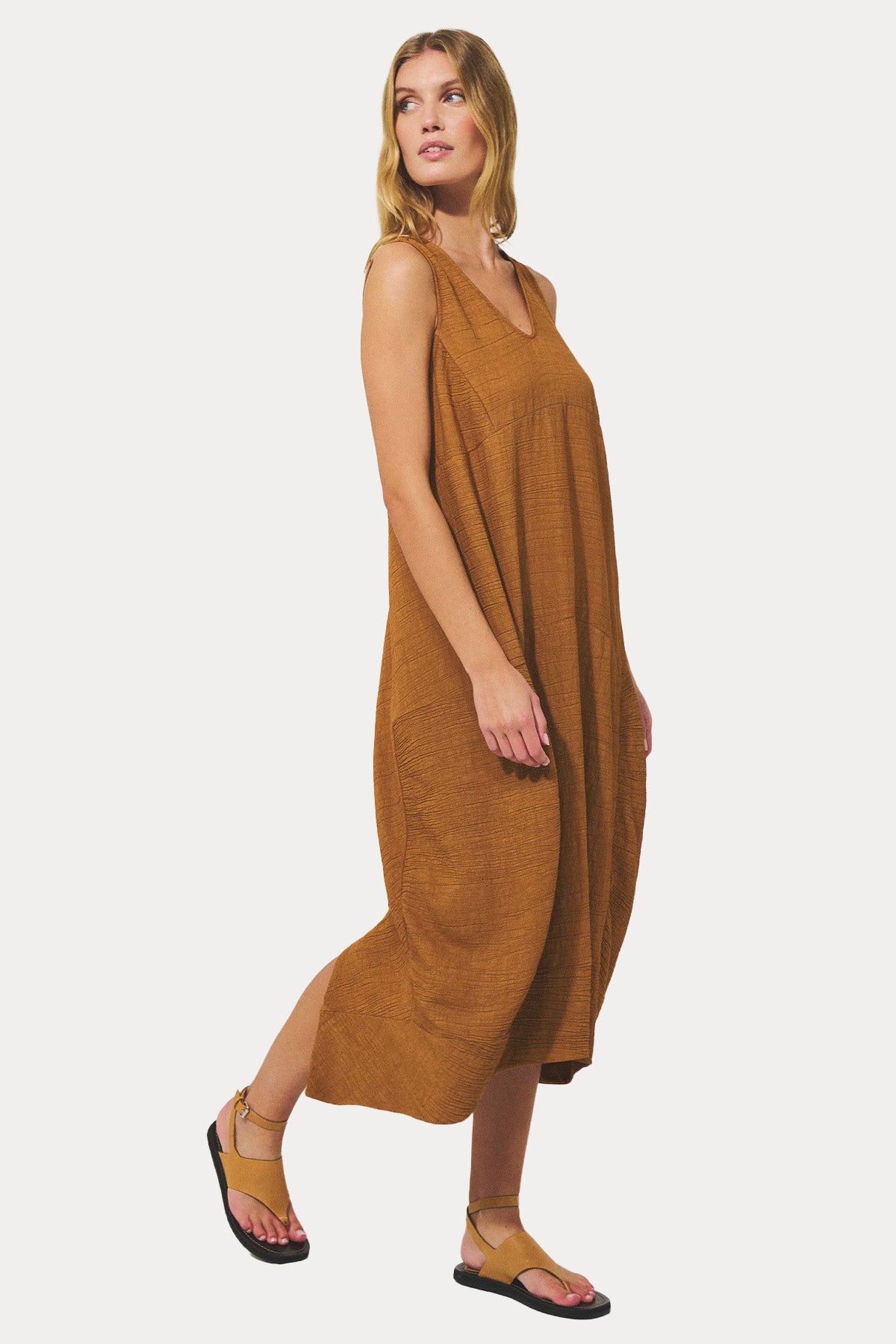 Transit Comfort Fit V Yaka Midi Elbise