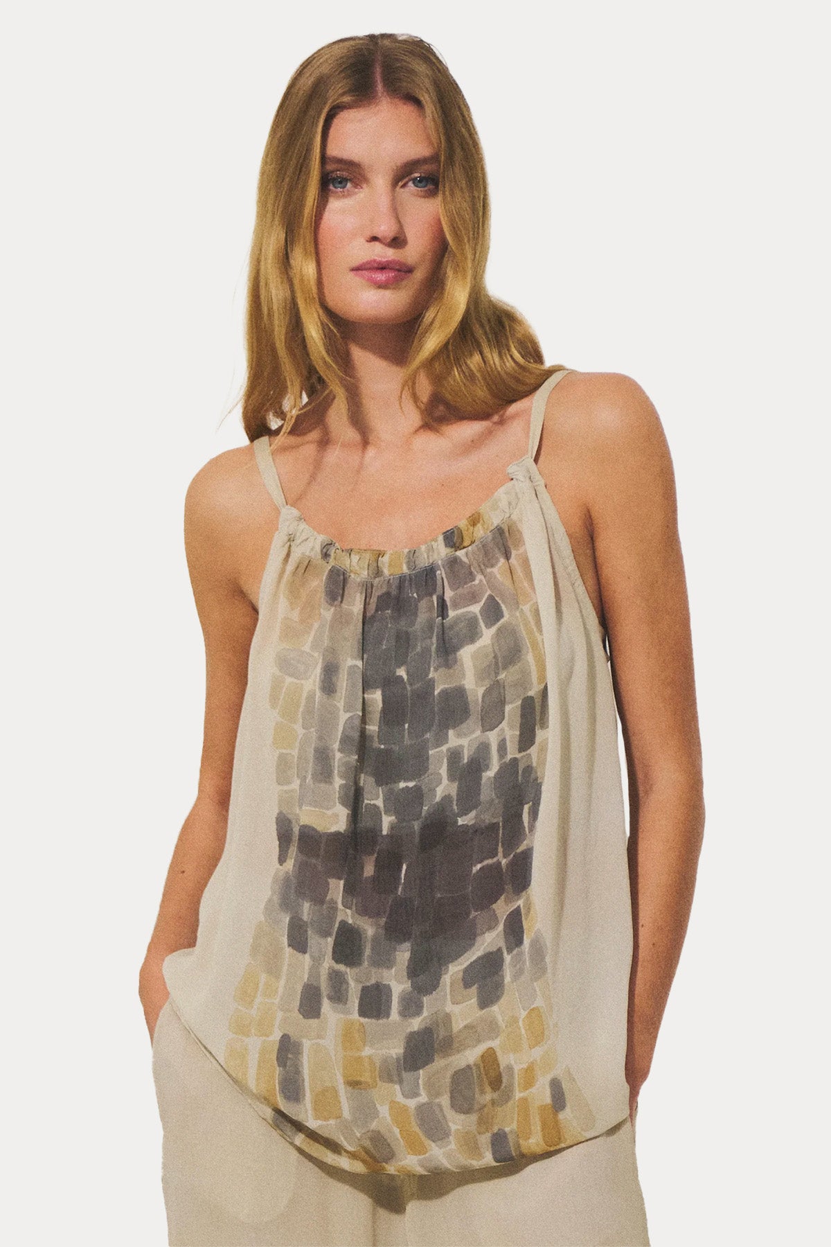 Transit Regular Fit Desenli Boyundan Bağlamalı Bluz