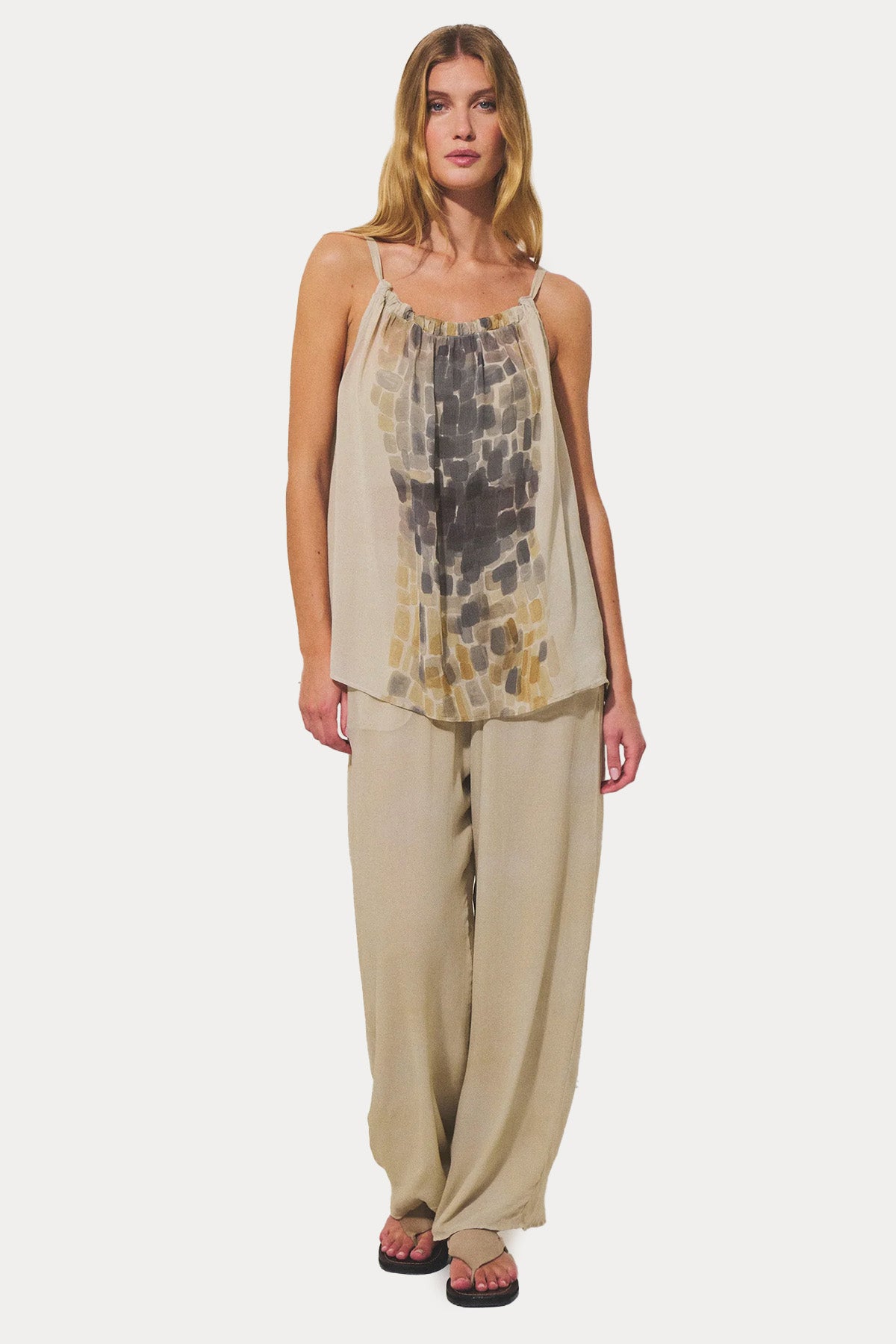 Transit Regular Fit Desenli Boyundan Bağlamalı Bluz