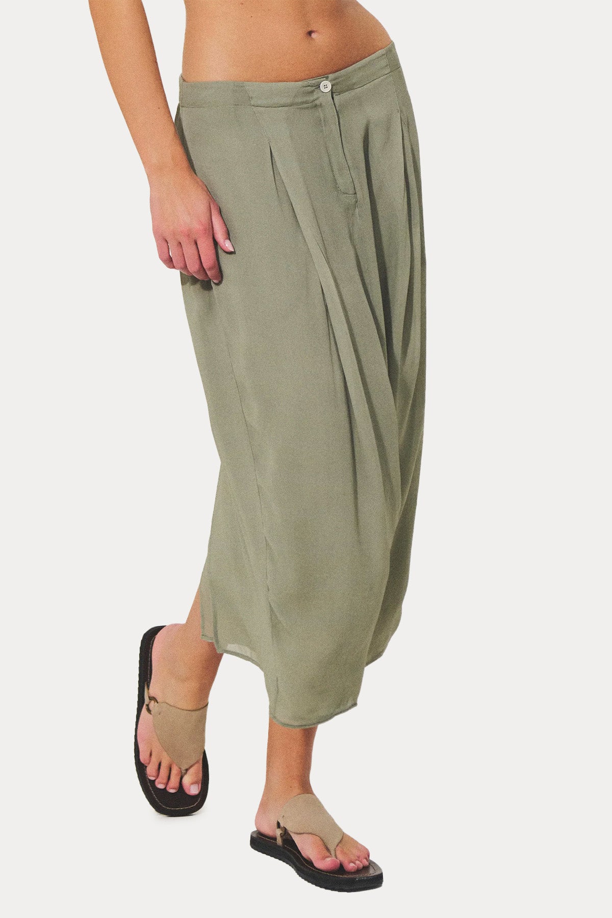 Transit Tek Pile Yandan Cepli Midi Etek