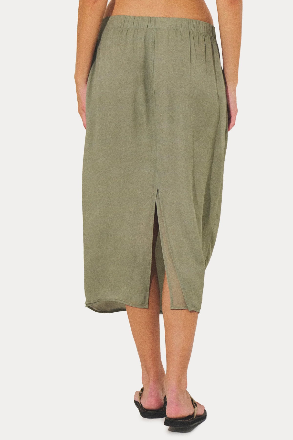 Transit Tek Pile Yandan Cepli Midi Etek