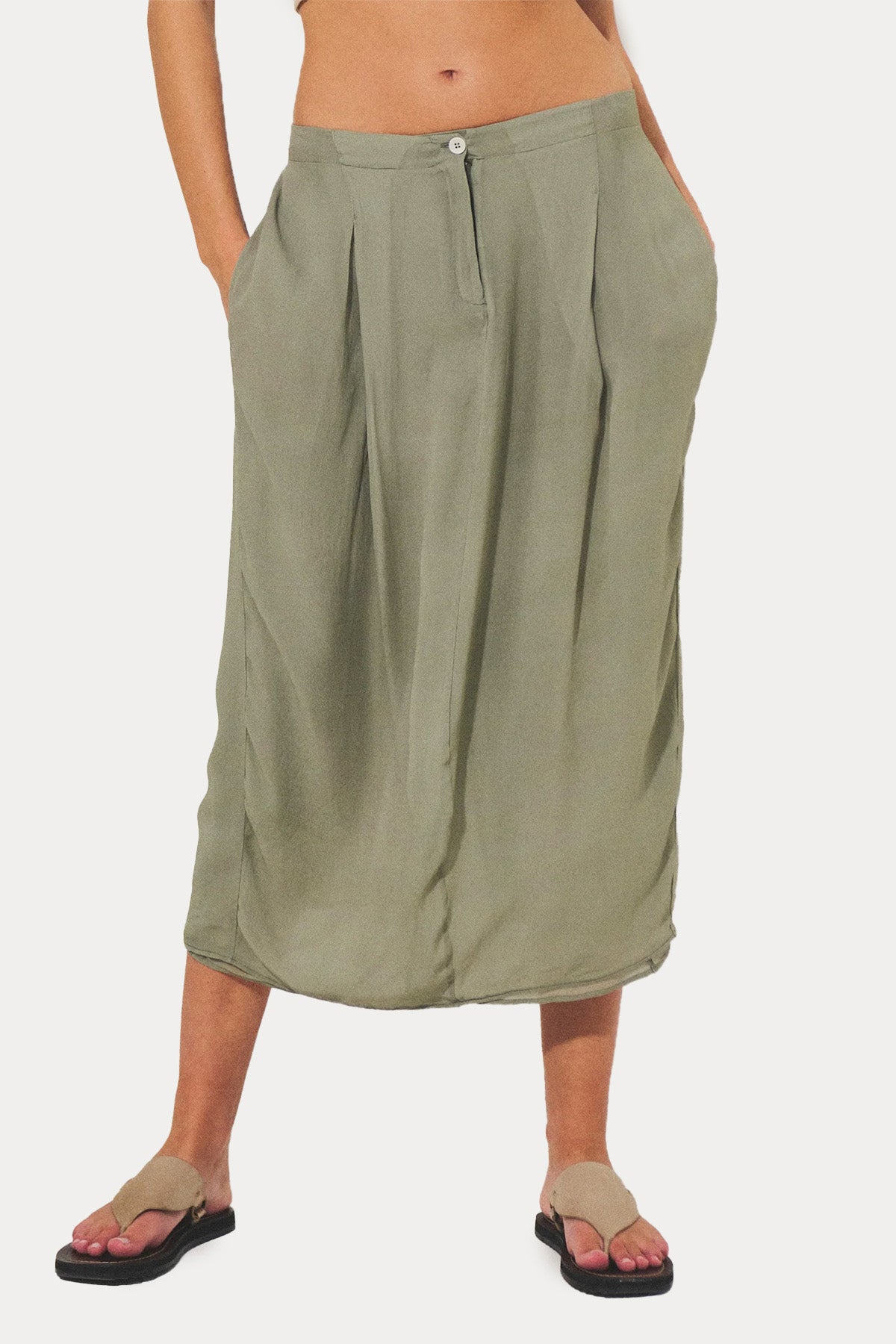 Transit Tek Pile Yandan Cepli Midi Etek