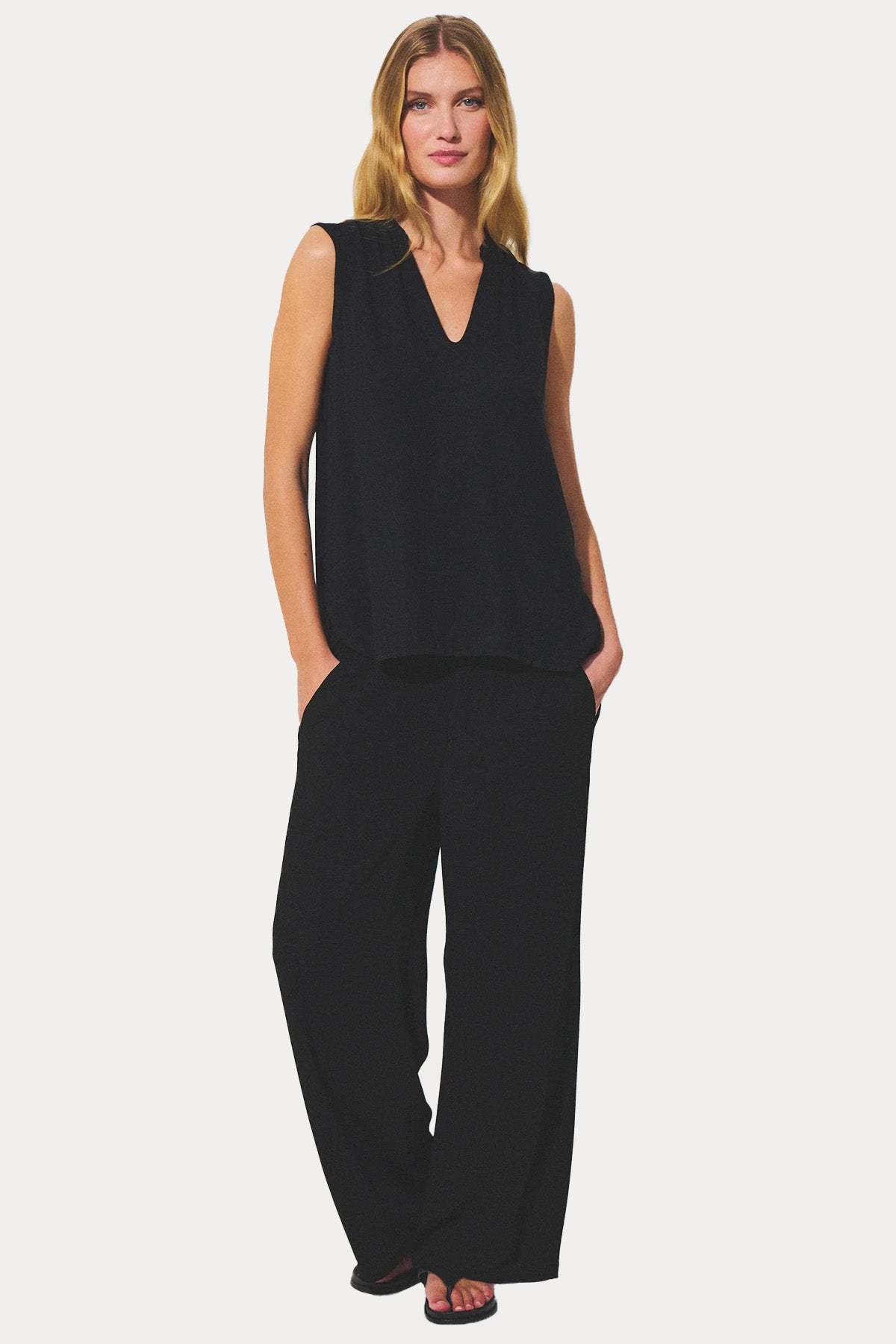 Transit Relaxed Fit Hakim V Yaka Streç Bluz