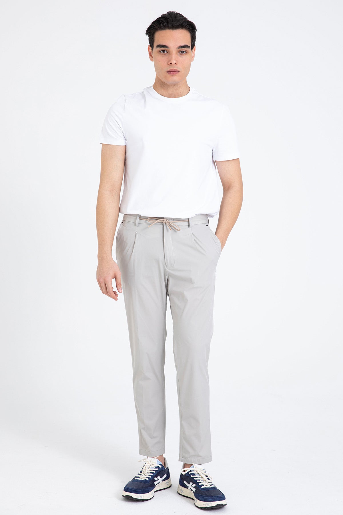 Manuel Ritz Slim Fit Beli Lastikli Tek Pile Yandan Cepli Streç Pantolon