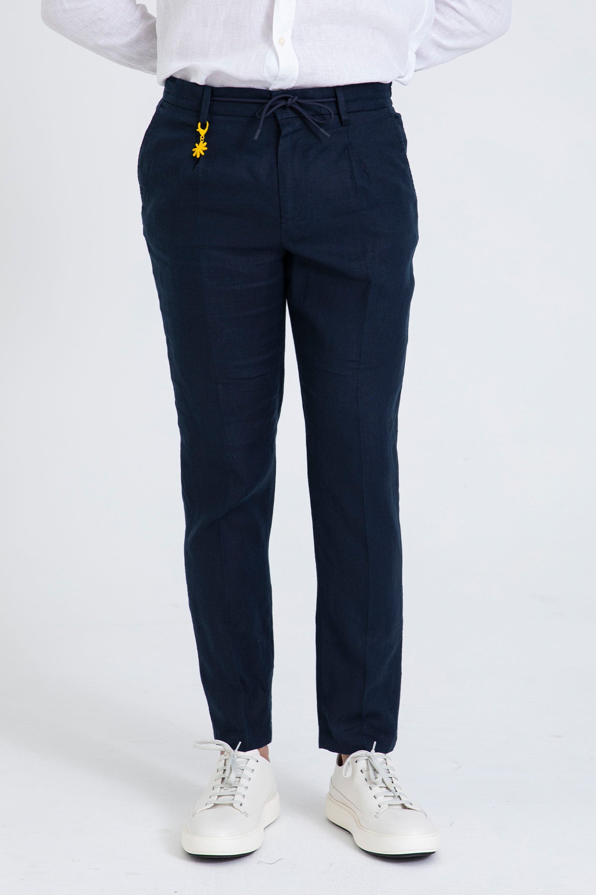 Manuel Ritz Slim Fit Beli Lastikli Tek Pile Yandan Cepli Keten Pantolon