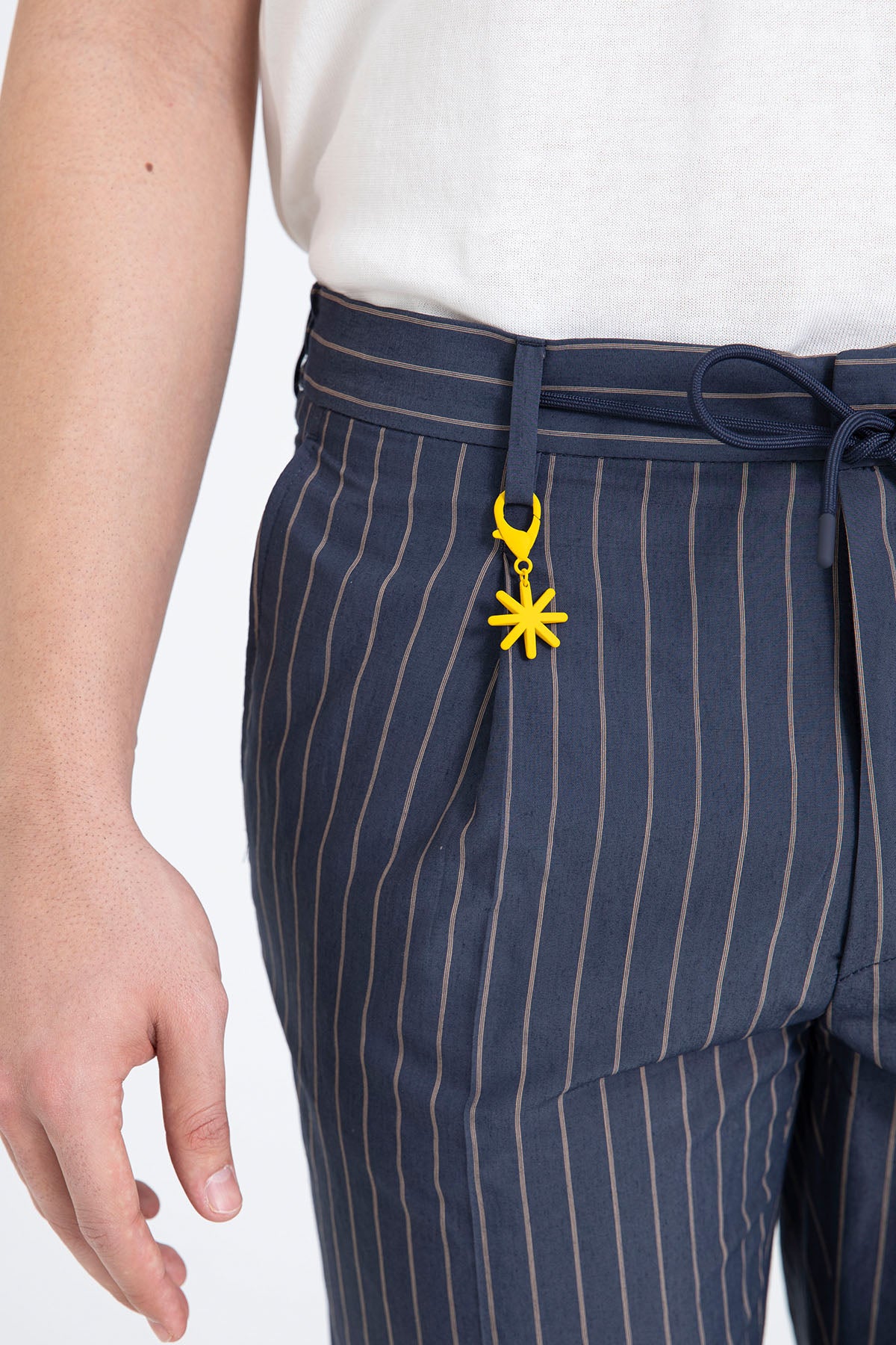 Manuel Ritz Slim Fit Beli Lastikli Tek Pile Yandan Cepli Çizgili Pantolon