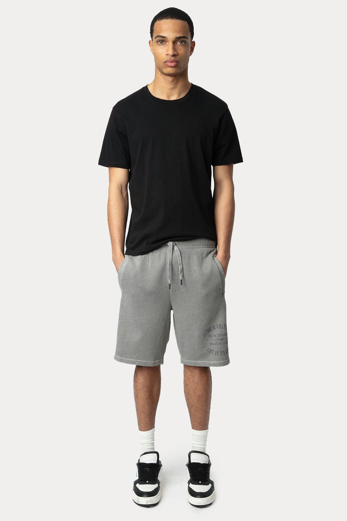 Zadig & Voltaire Logolu Beli Lastikli Penye Şort