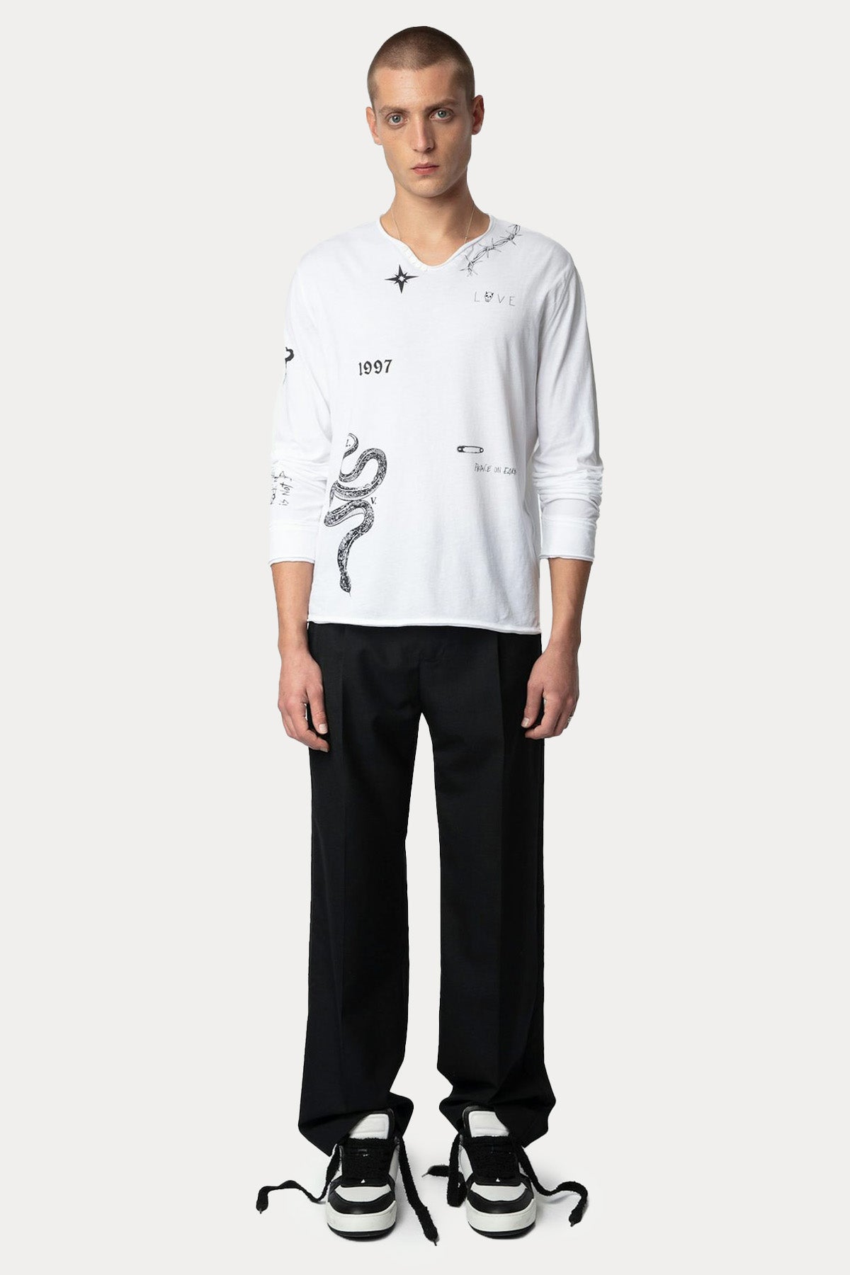 Zadig & Voltaire Düğmeli V Yaka Logolu T-shirt