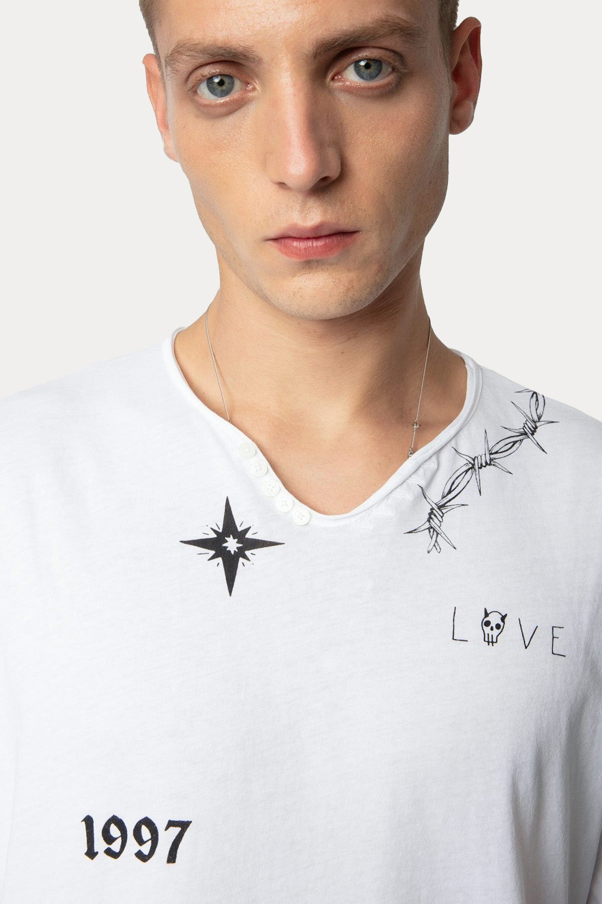 Zadig & Voltaire Düğmeli V Yaka Logolu T-shirt