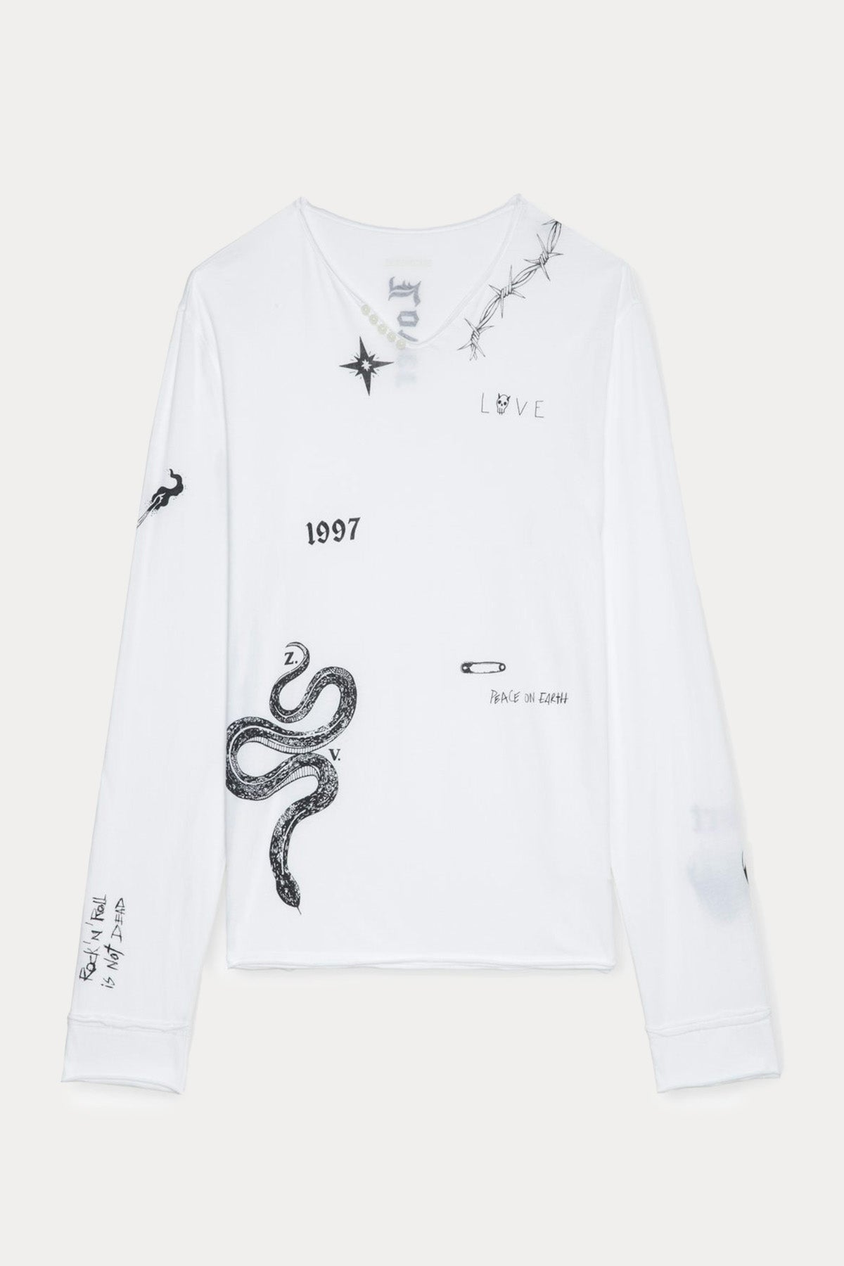 Zadig & Voltaire Düğmeli V Yaka Logolu T-shirt