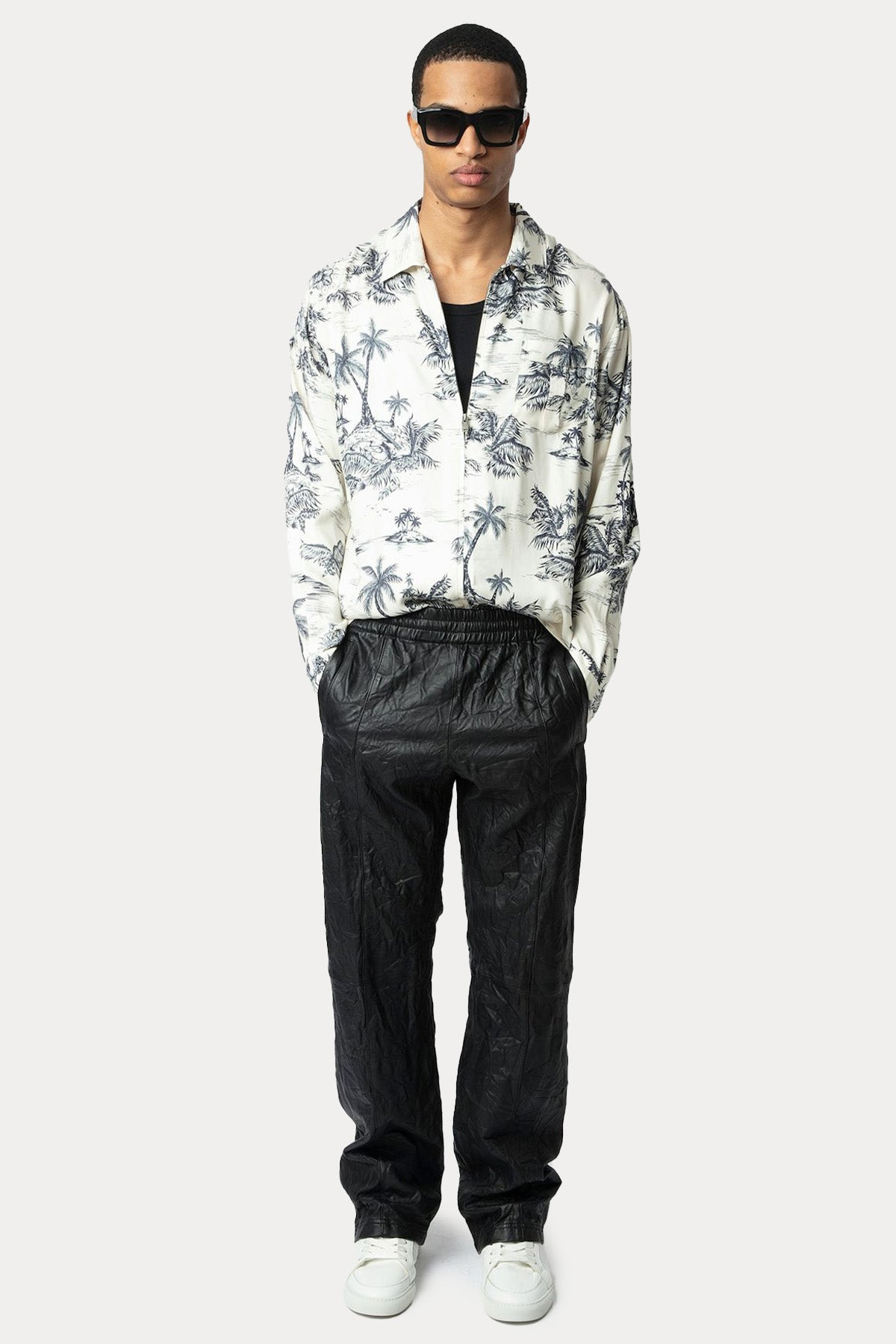 Zadig & Voltaire Fermuarlı Palmiye Temalı İnce Kumaş Gömlek